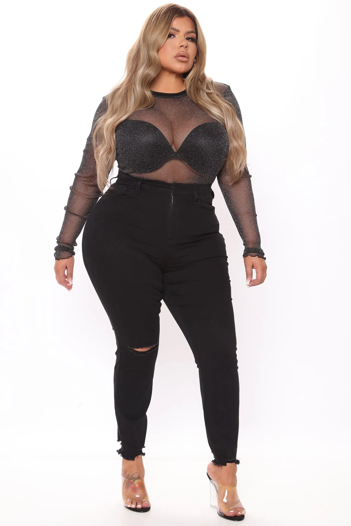 Adalynn Glitter Top - Black