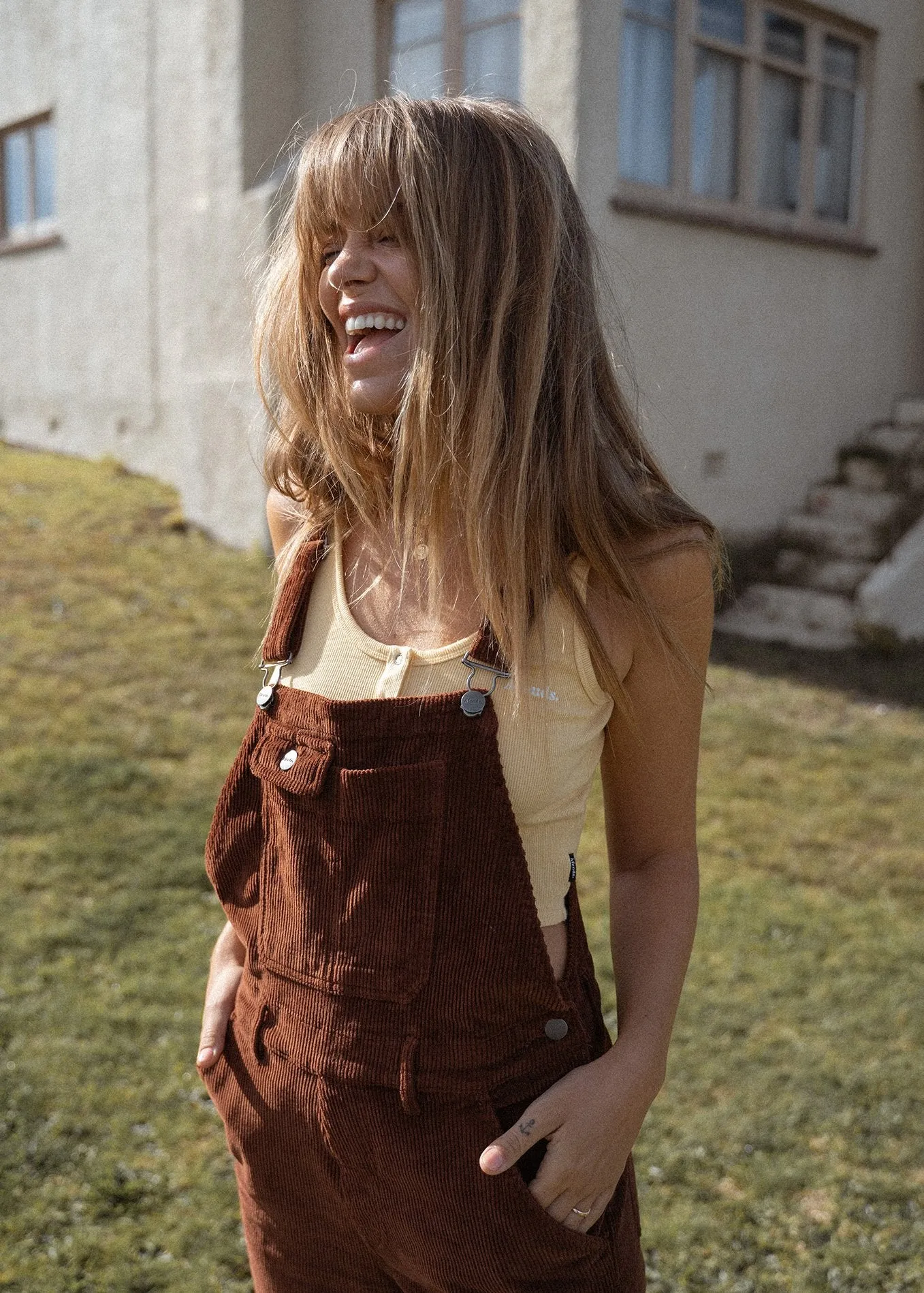 Afends Womens Holly - Long Corduroy Overalls