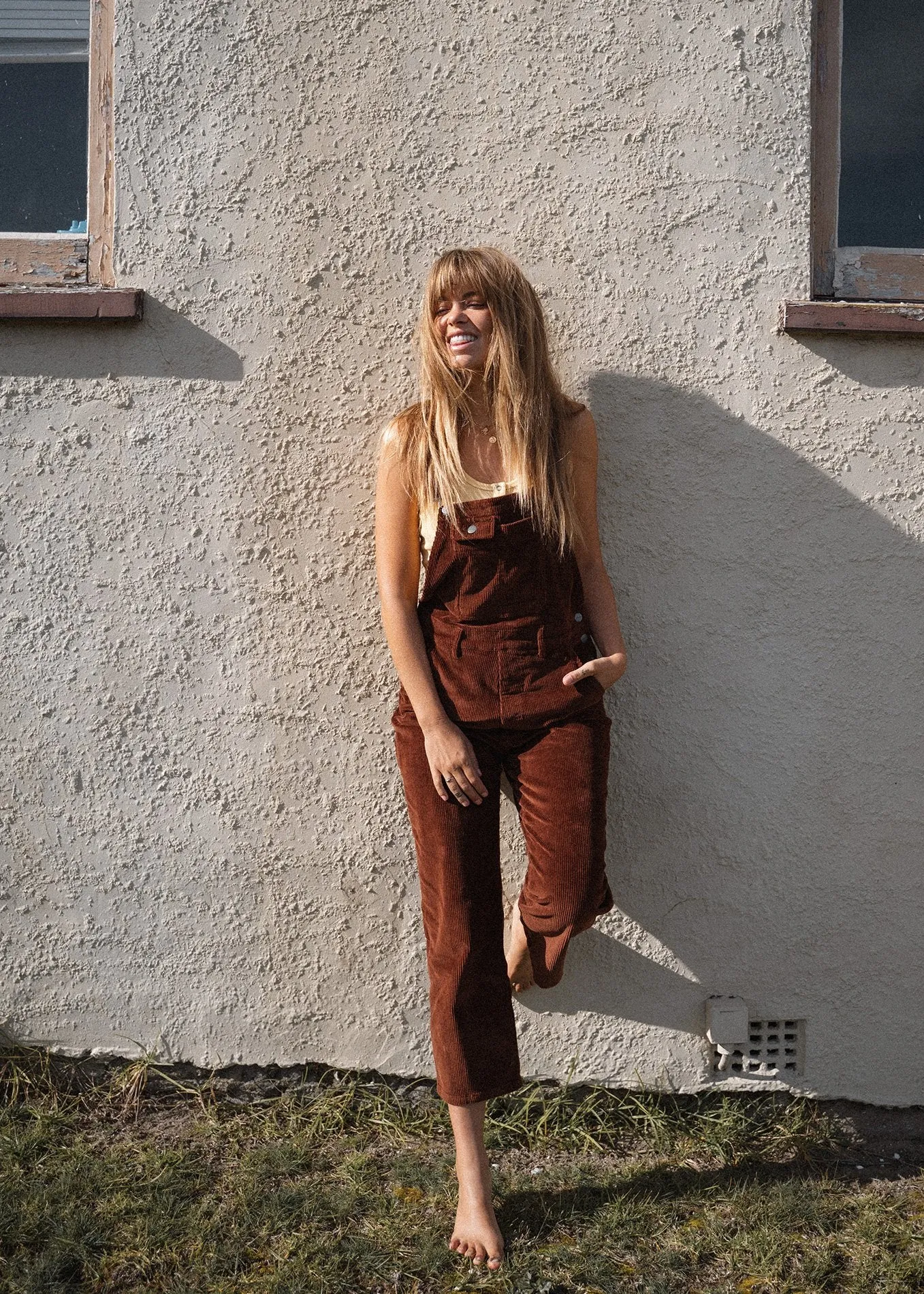Afends Womens Holly - Long Corduroy Overalls