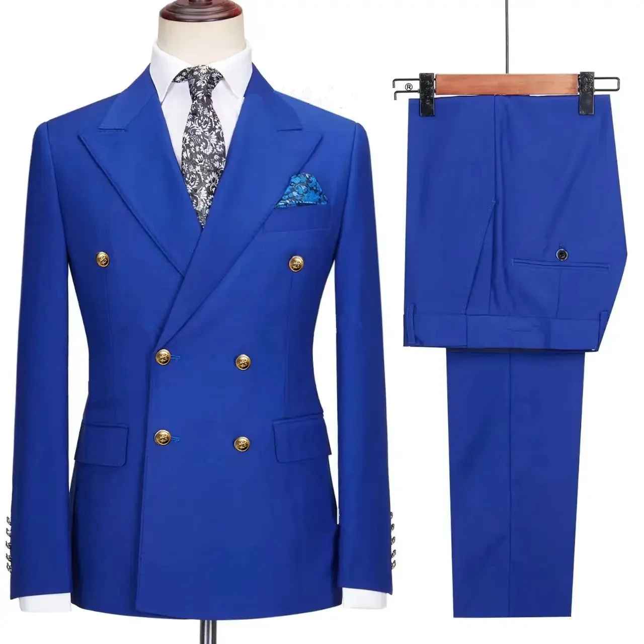 Aidase Fashion New Men's Leisure Boutique Business Banquet Solid Color Wedding Double Breasted Slim Fit Suit Blazers Jacket Pants
