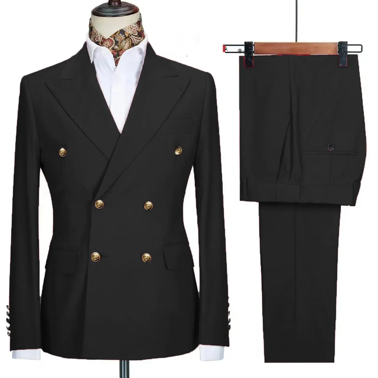 Aidase Fashion New Men's Leisure Boutique Business Banquet Solid Color Wedding Double Breasted Slim Fit Suit Blazers Jacket Pants