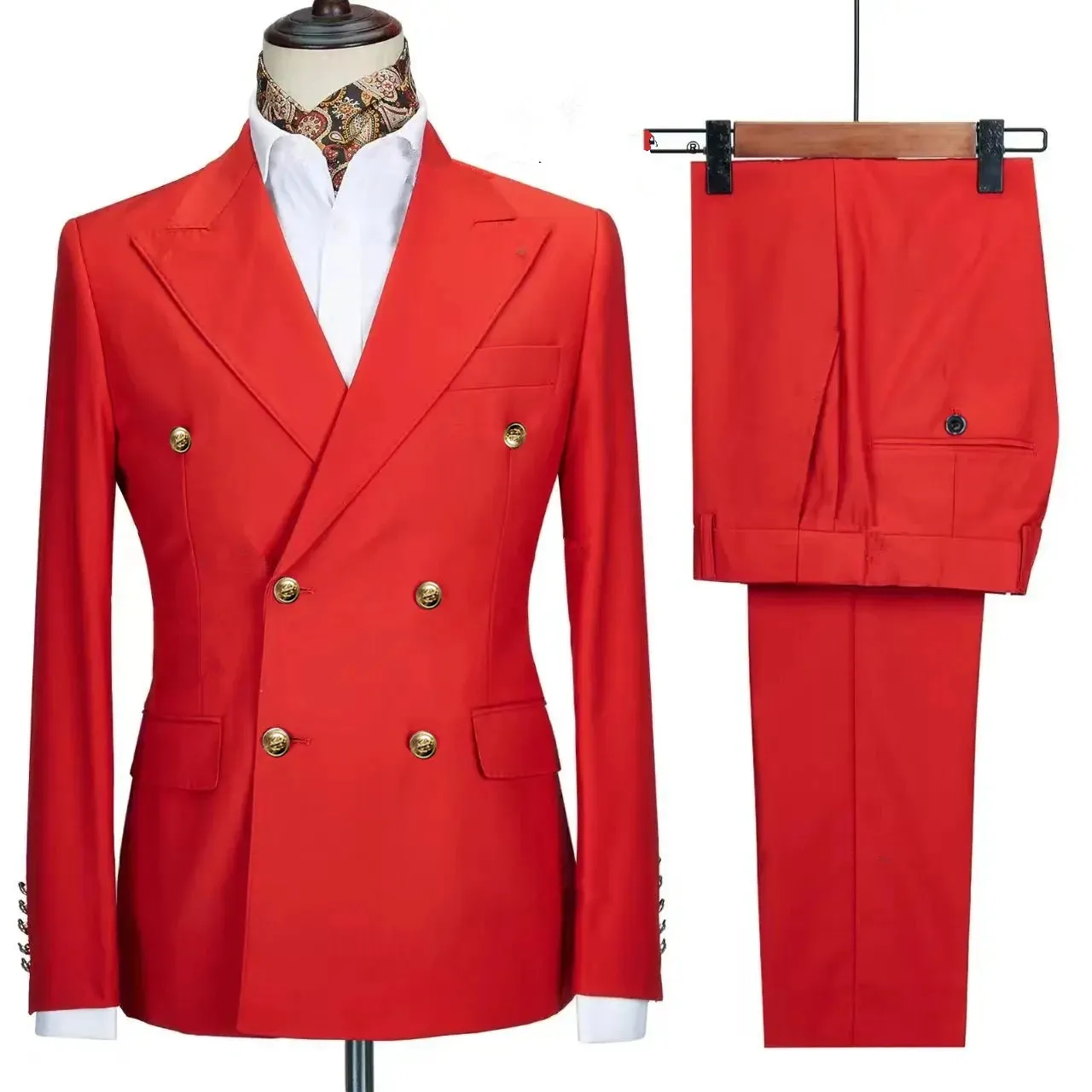 Aidase Fashion New Men's Leisure Boutique Business Banquet Solid Color Wedding Double Breasted Slim Fit Suit Blazers Jacket Pants