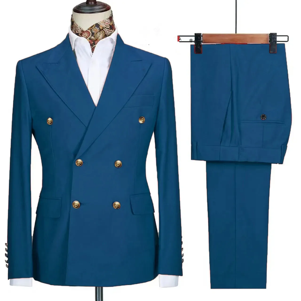Aidase Fashion New Men's Leisure Boutique Business Banquet Solid Color Wedding Double Breasted Slim Fit Suit Blazers Jacket Pants