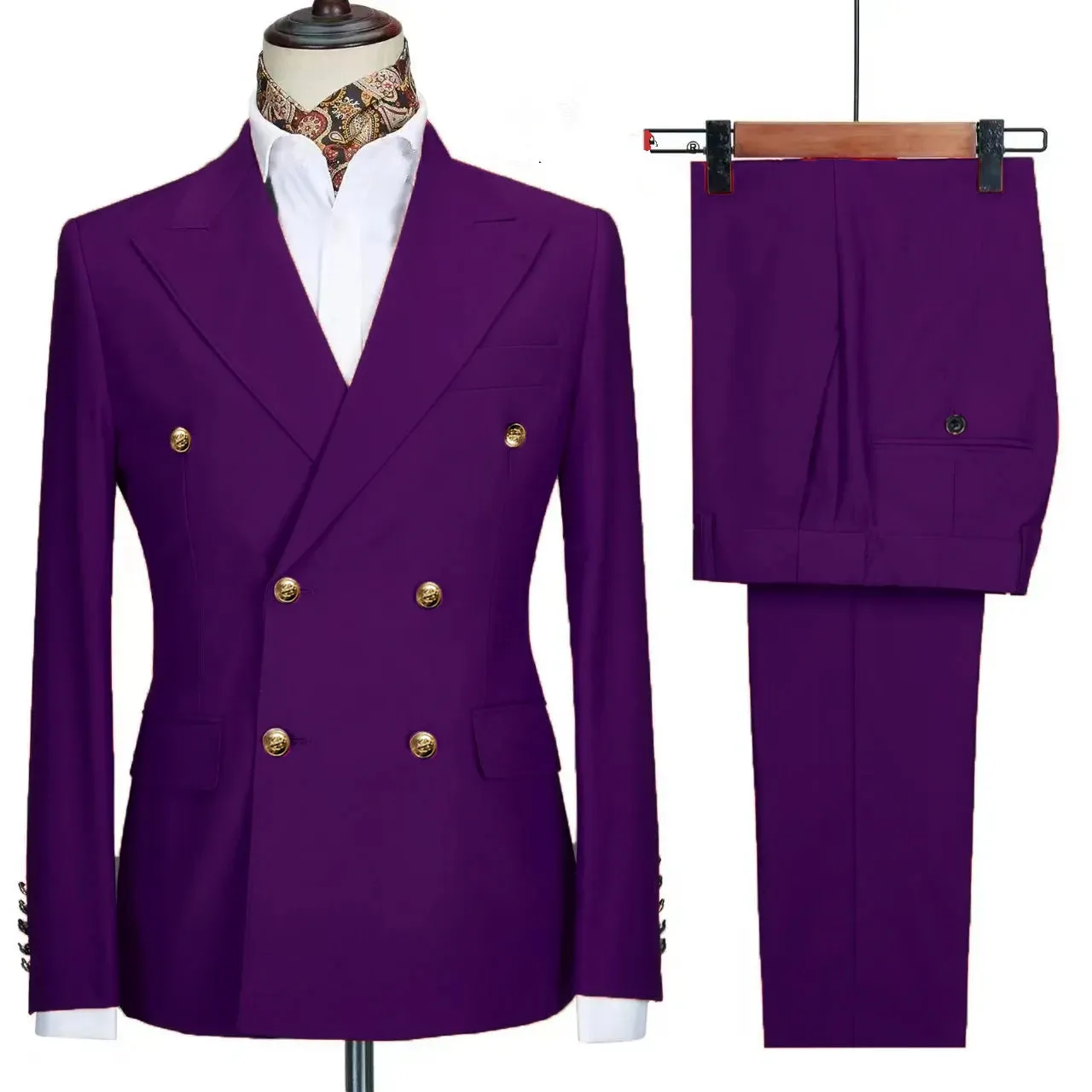 Aidase Fashion New Men's Leisure Boutique Business Banquet Solid Color Wedding Double Breasted Slim Fit Suit Blazers Jacket Pants