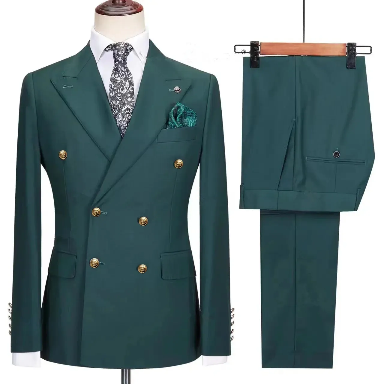 Aidase Fashion New Men's Leisure Boutique Business Banquet Solid Color Wedding Double Breasted Slim Fit Suit Blazers Jacket Pants