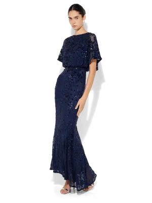 Aria Navy Sequin Maxi