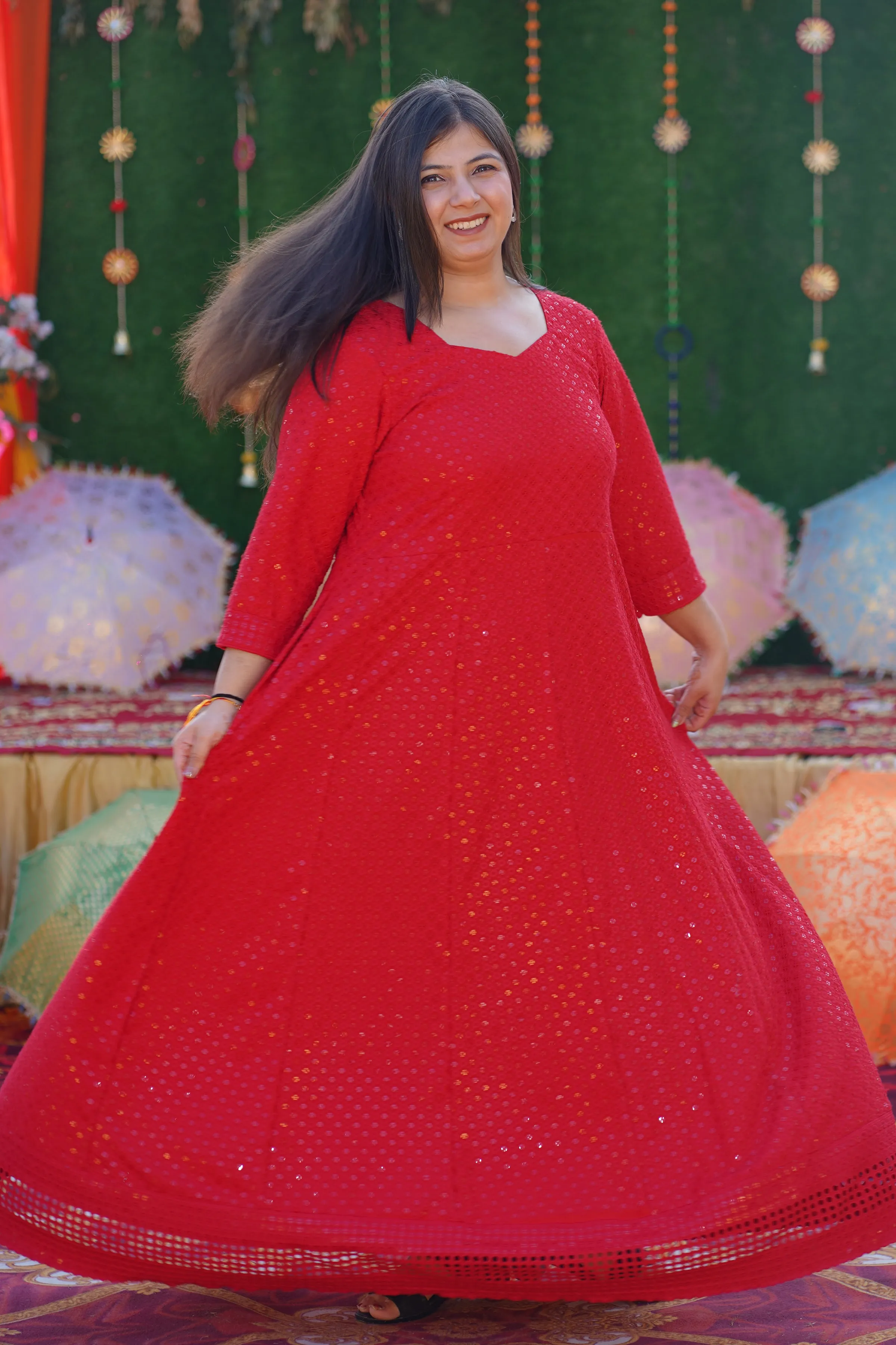 Aurora Red Sequined Fancy Dress
