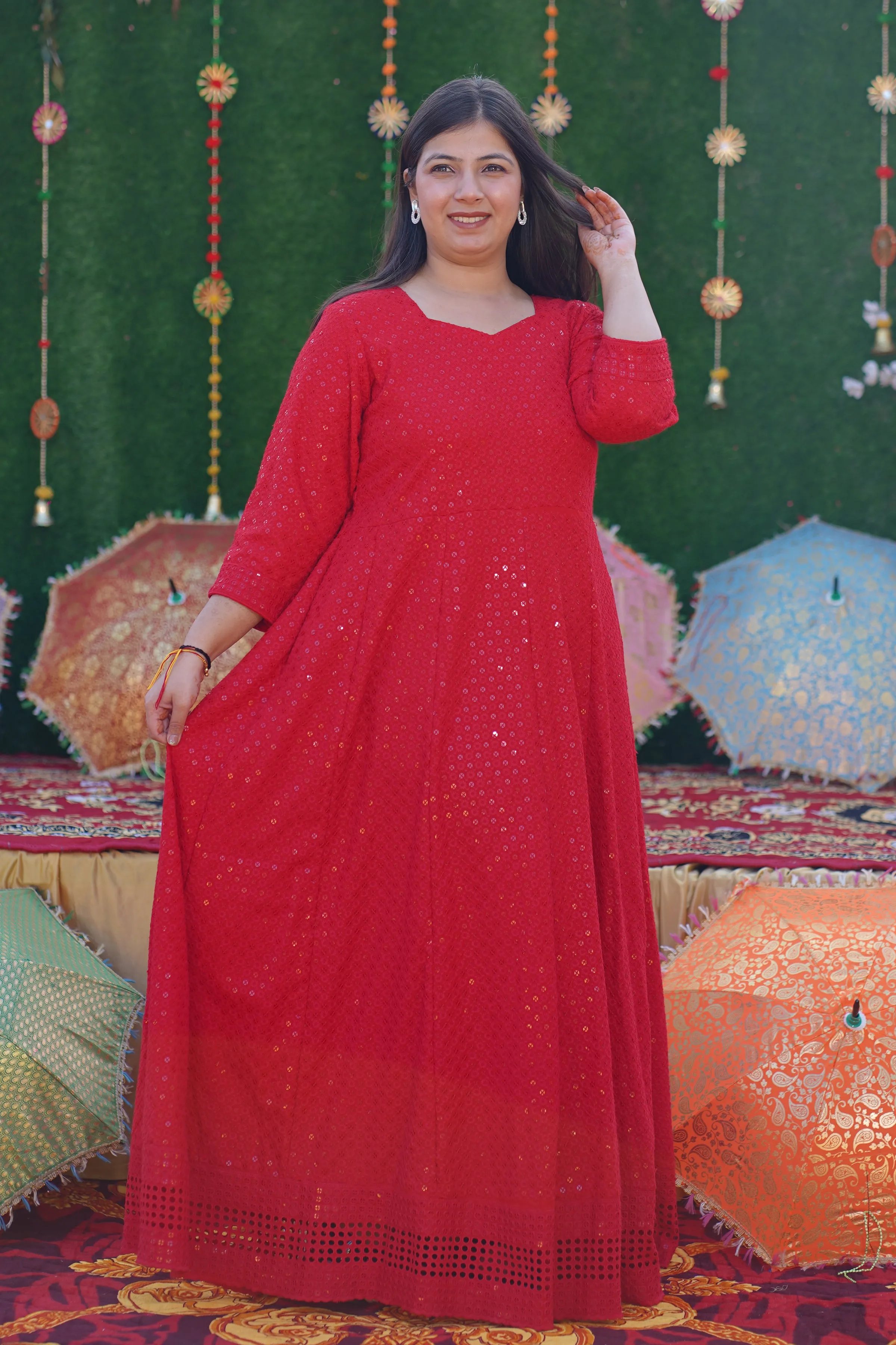 Aurora Red Sequined Fancy Dress