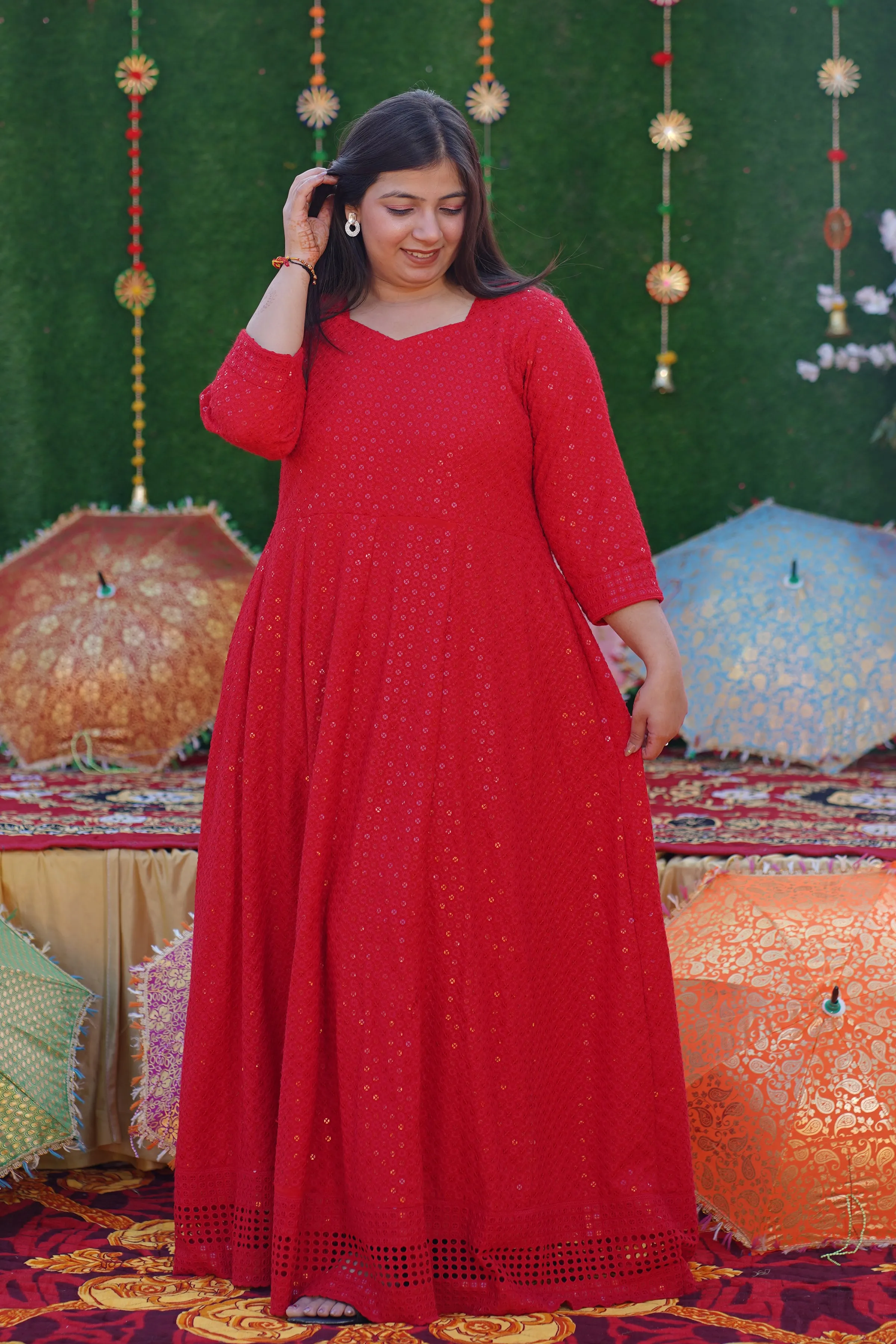 Aurora Red Sequined Fancy Dress