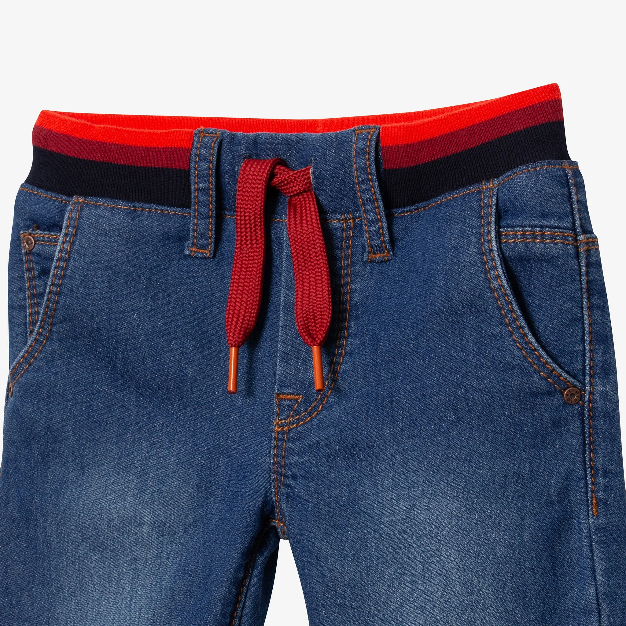 Baby boys' blue striped pull-on jeans