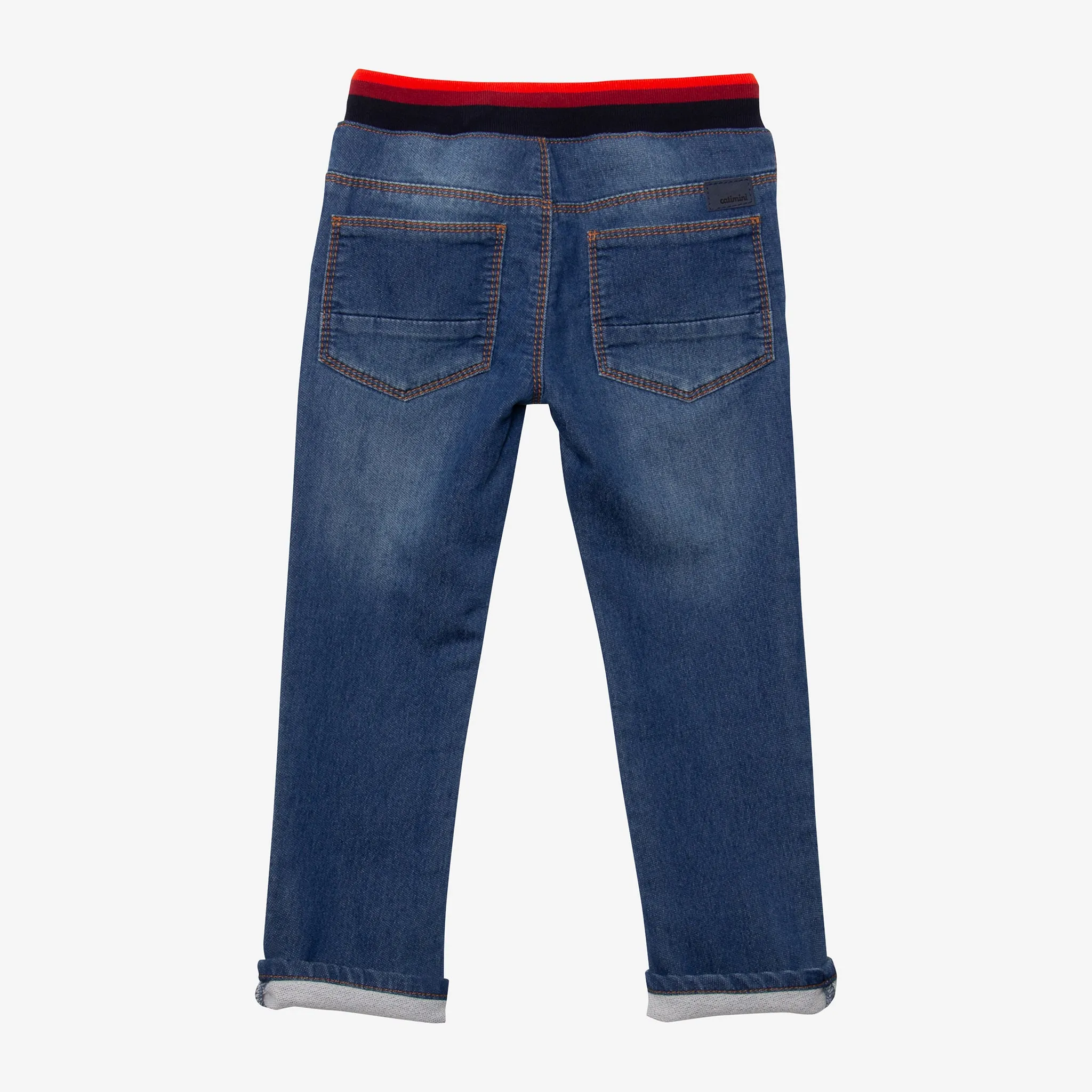 Baby boys' blue striped pull-on jeans
