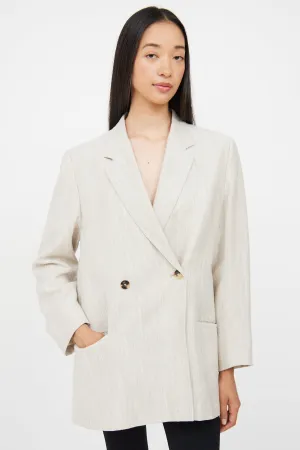 Beige Double Breasted Blazer