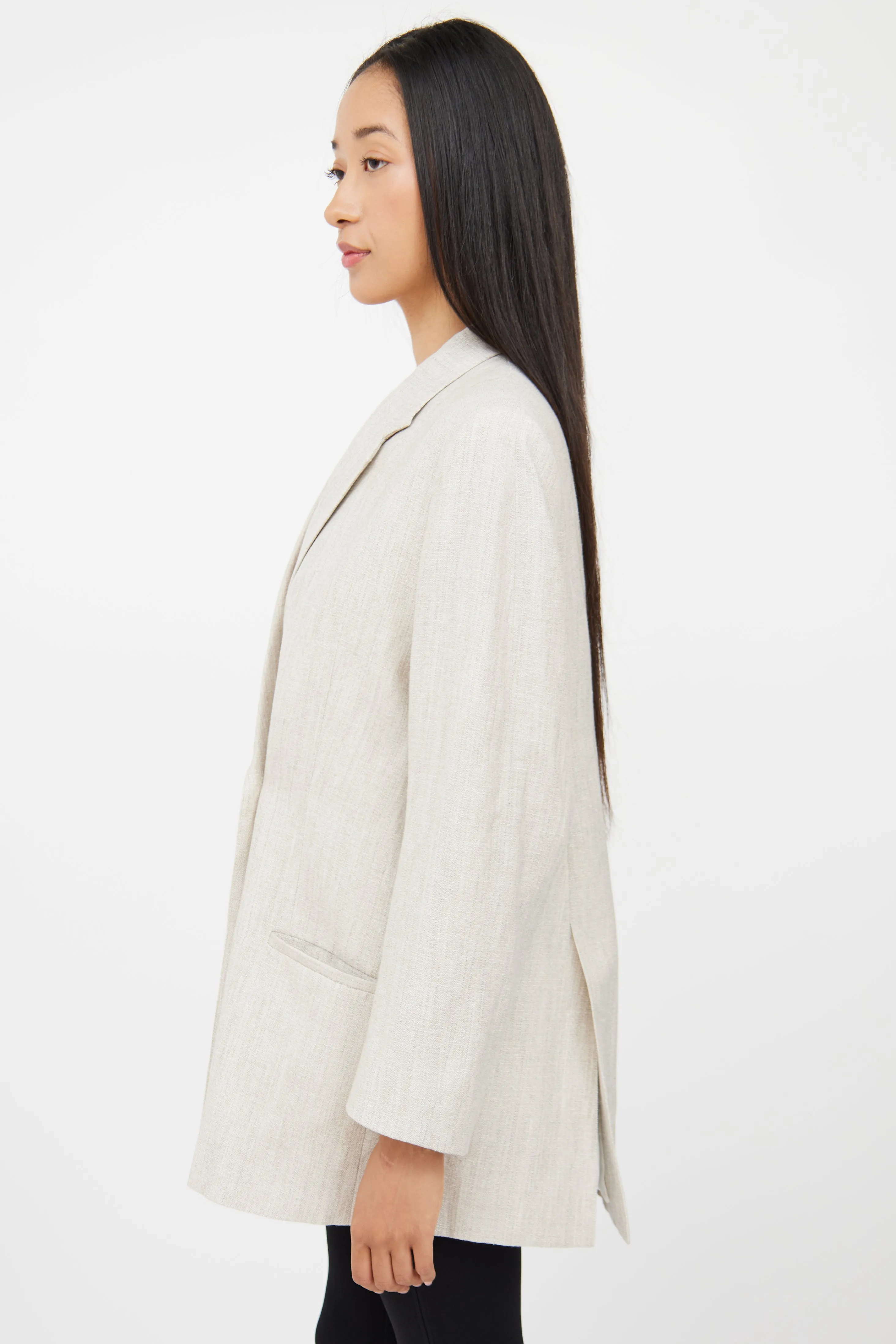 Beige Double Breasted Blazer