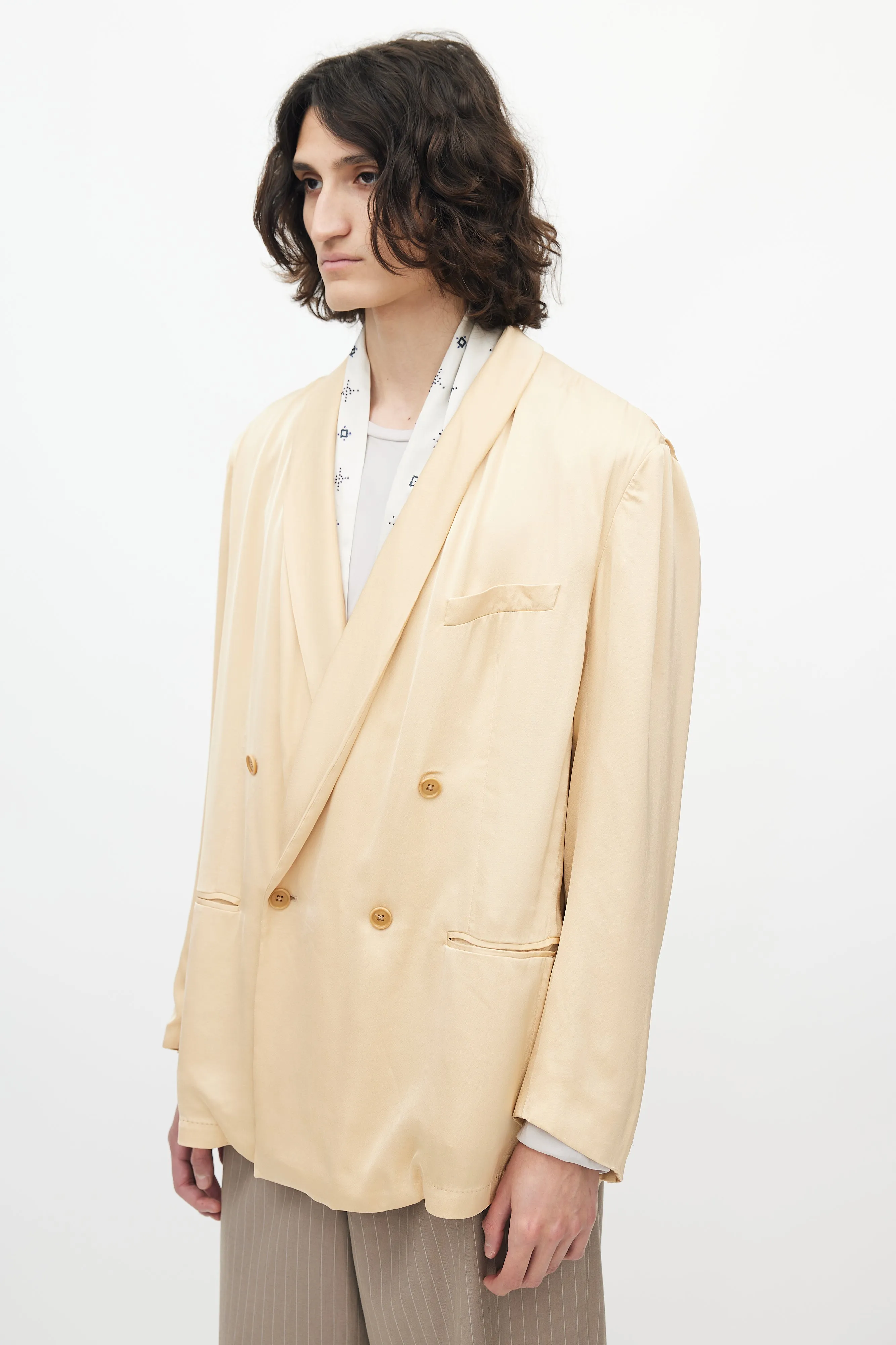 Beige Satin Blazer