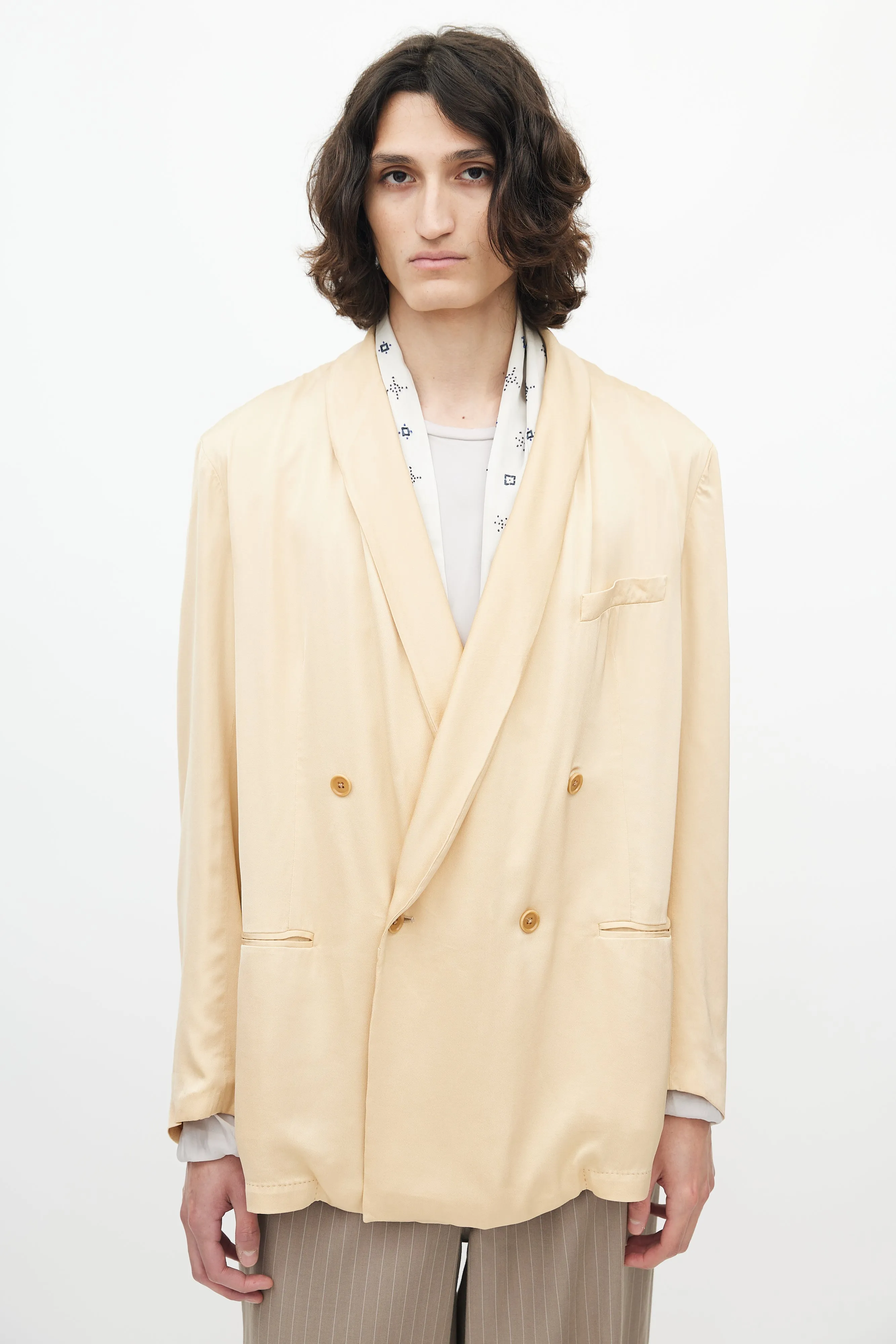 Beige Satin Blazer