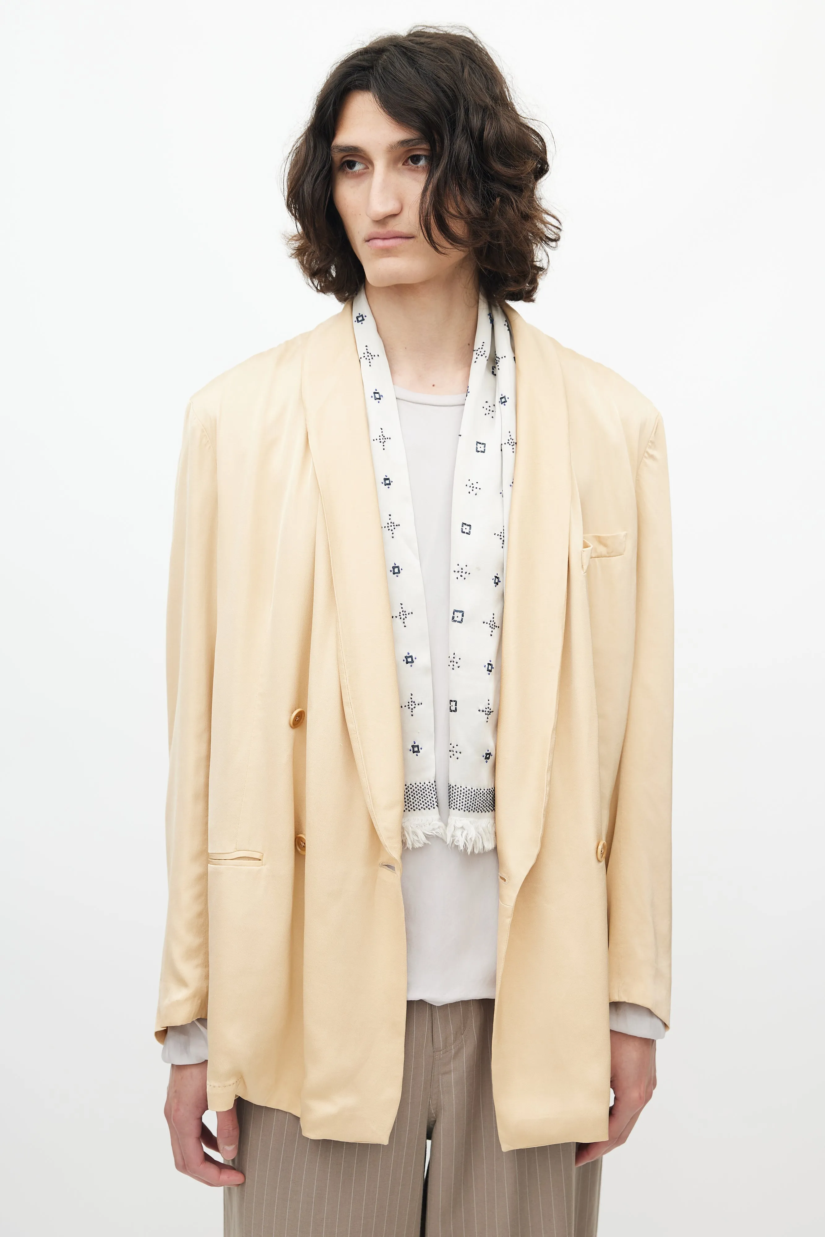 Beige Satin Blazer