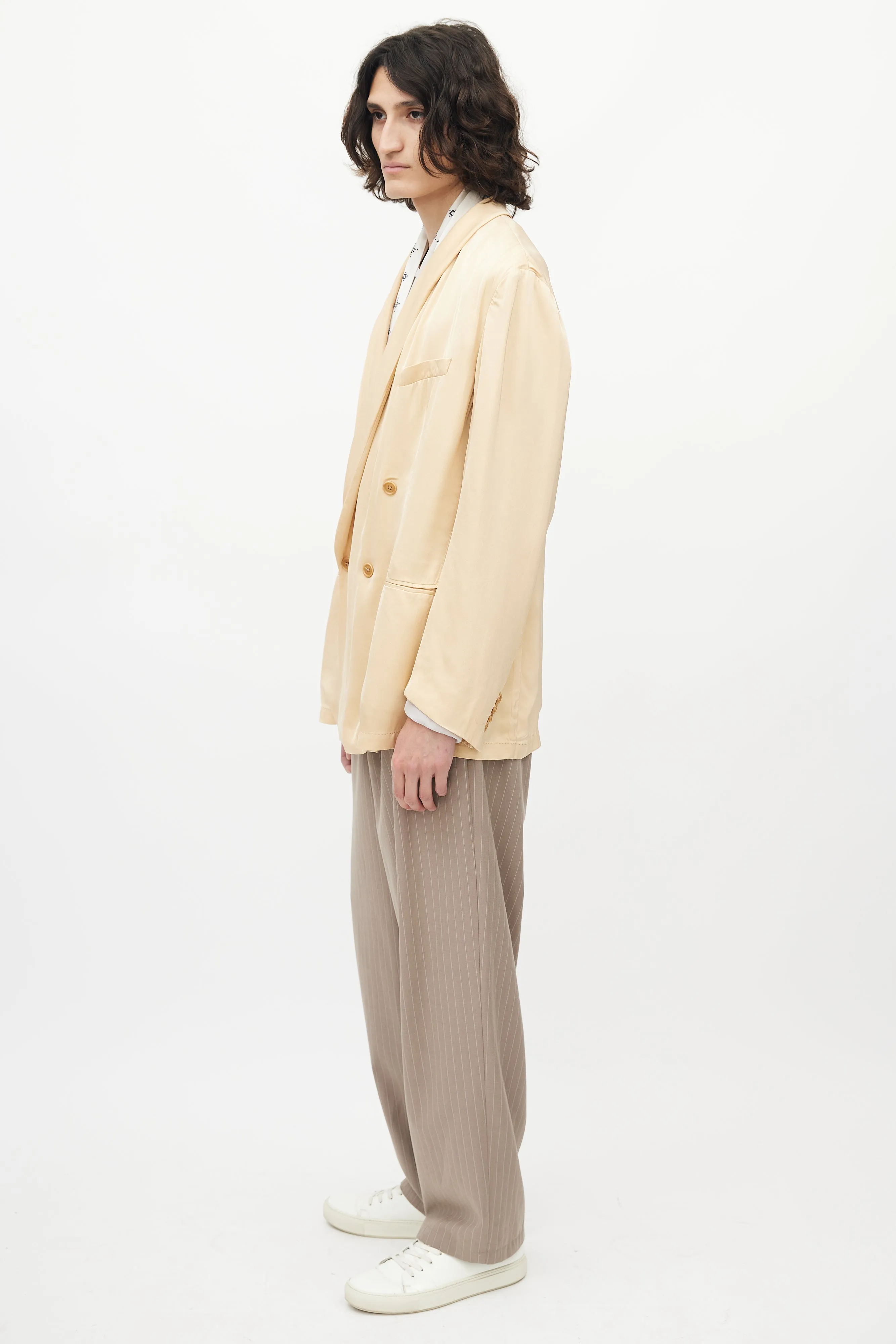 Beige Satin Blazer