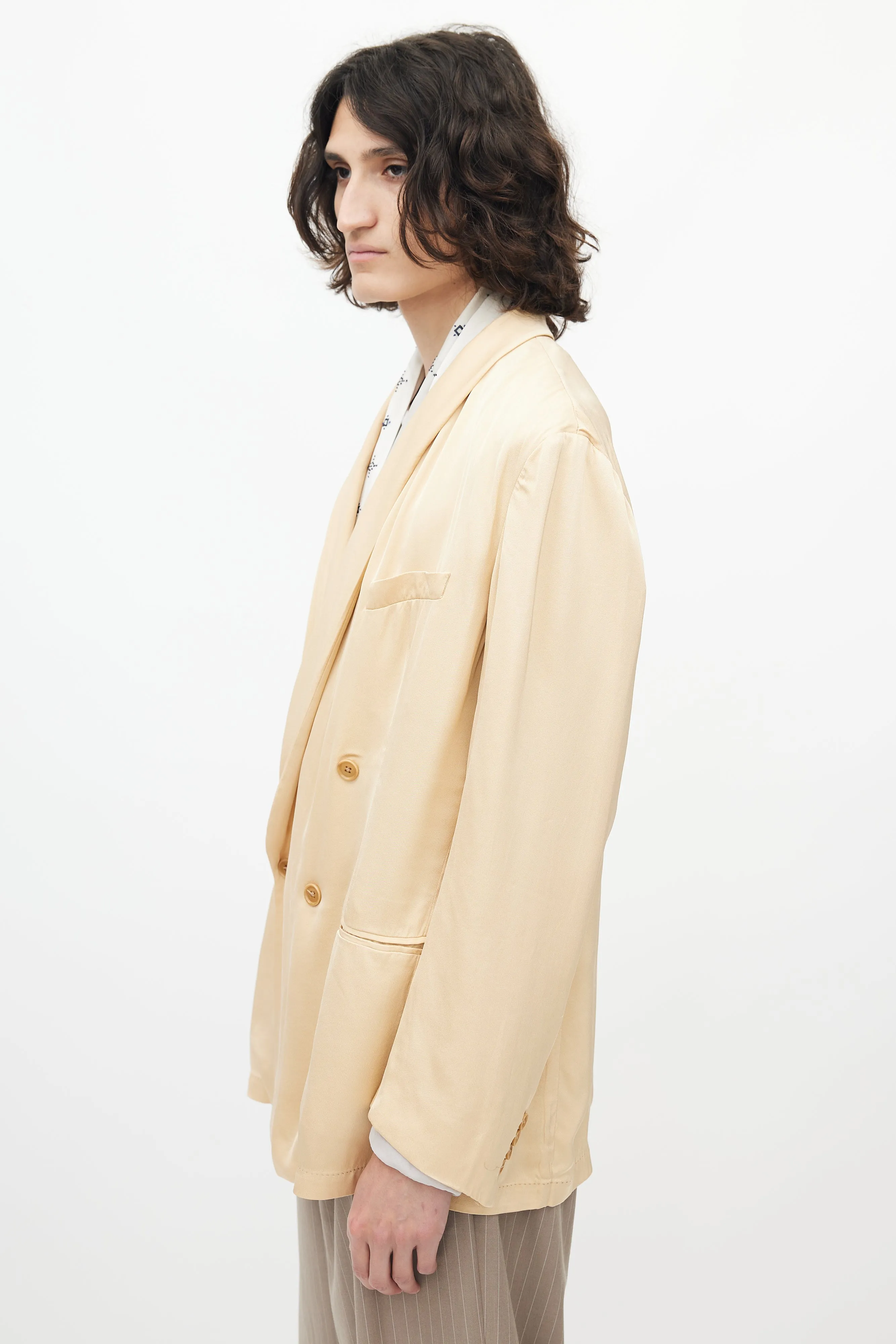 Beige Satin Blazer