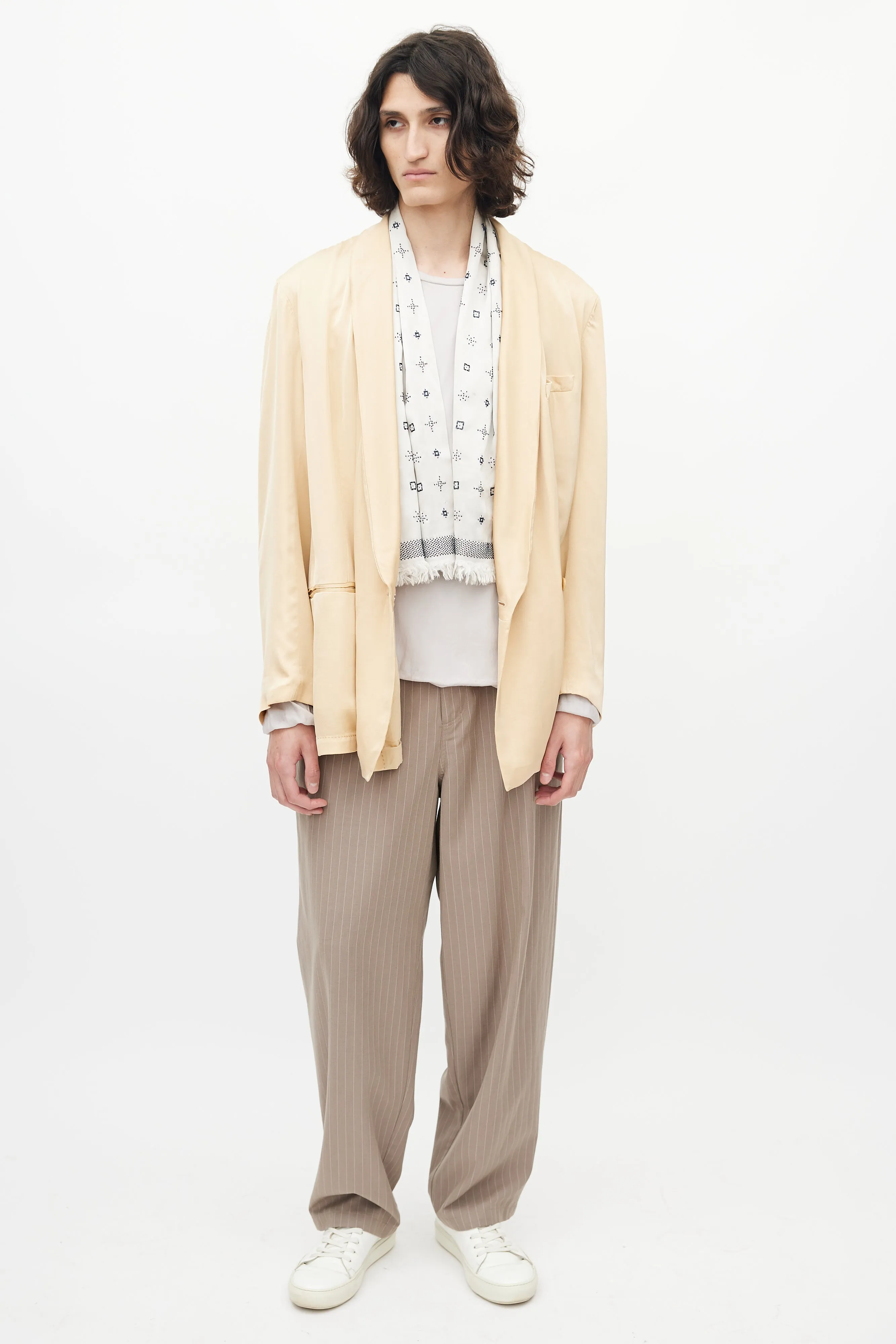 Beige Satin Blazer