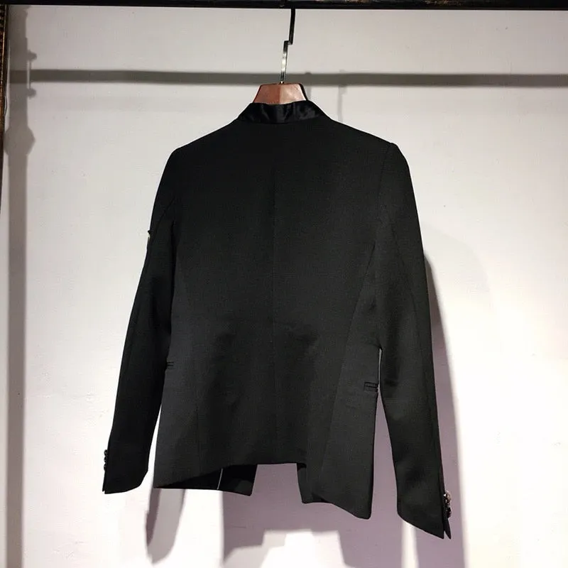 Black with Red Yellow Embroidery Badge Detail Men Blazer