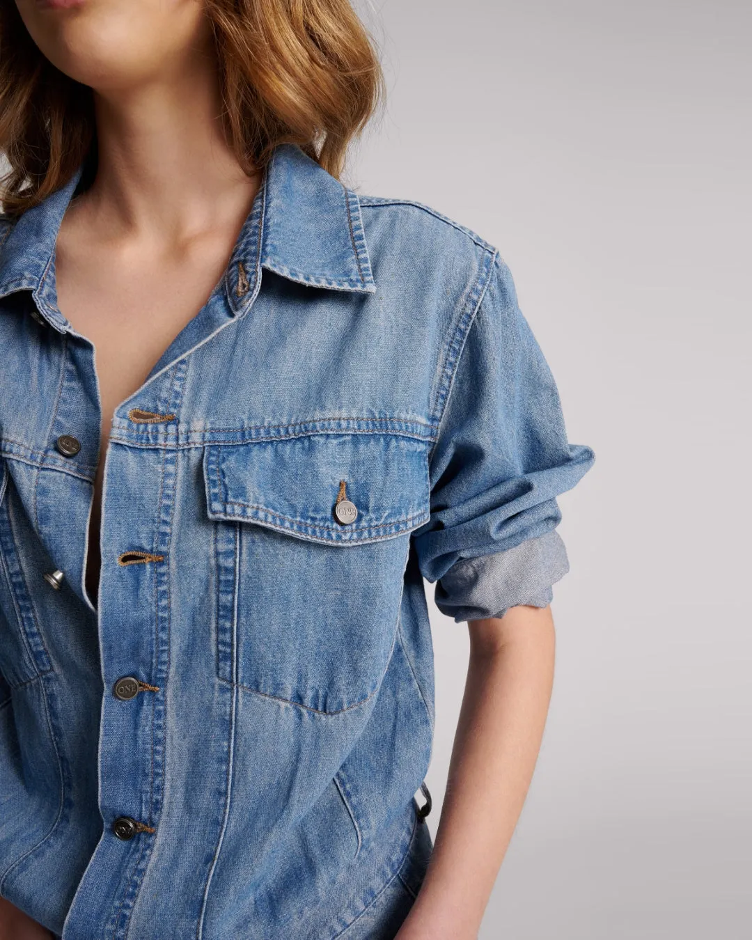Blue Lilac Denim Trucker Overalls