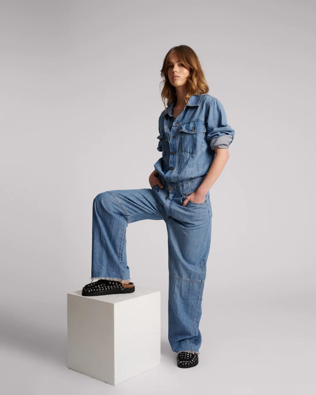 Blue Lilac Denim Trucker Overalls