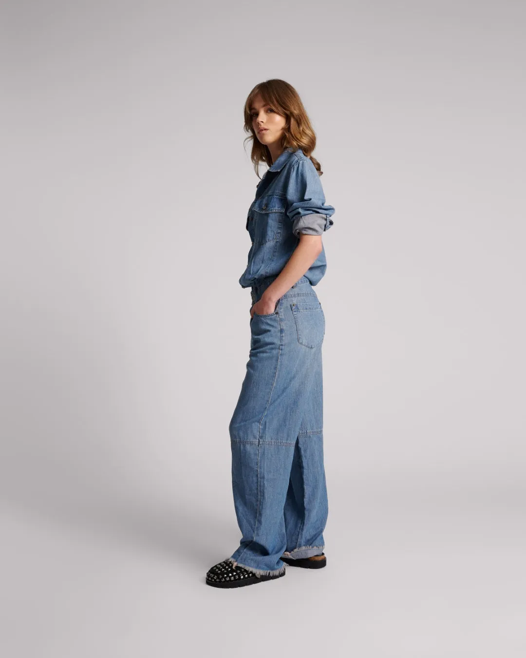 Blue Lilac Denim Trucker Overalls