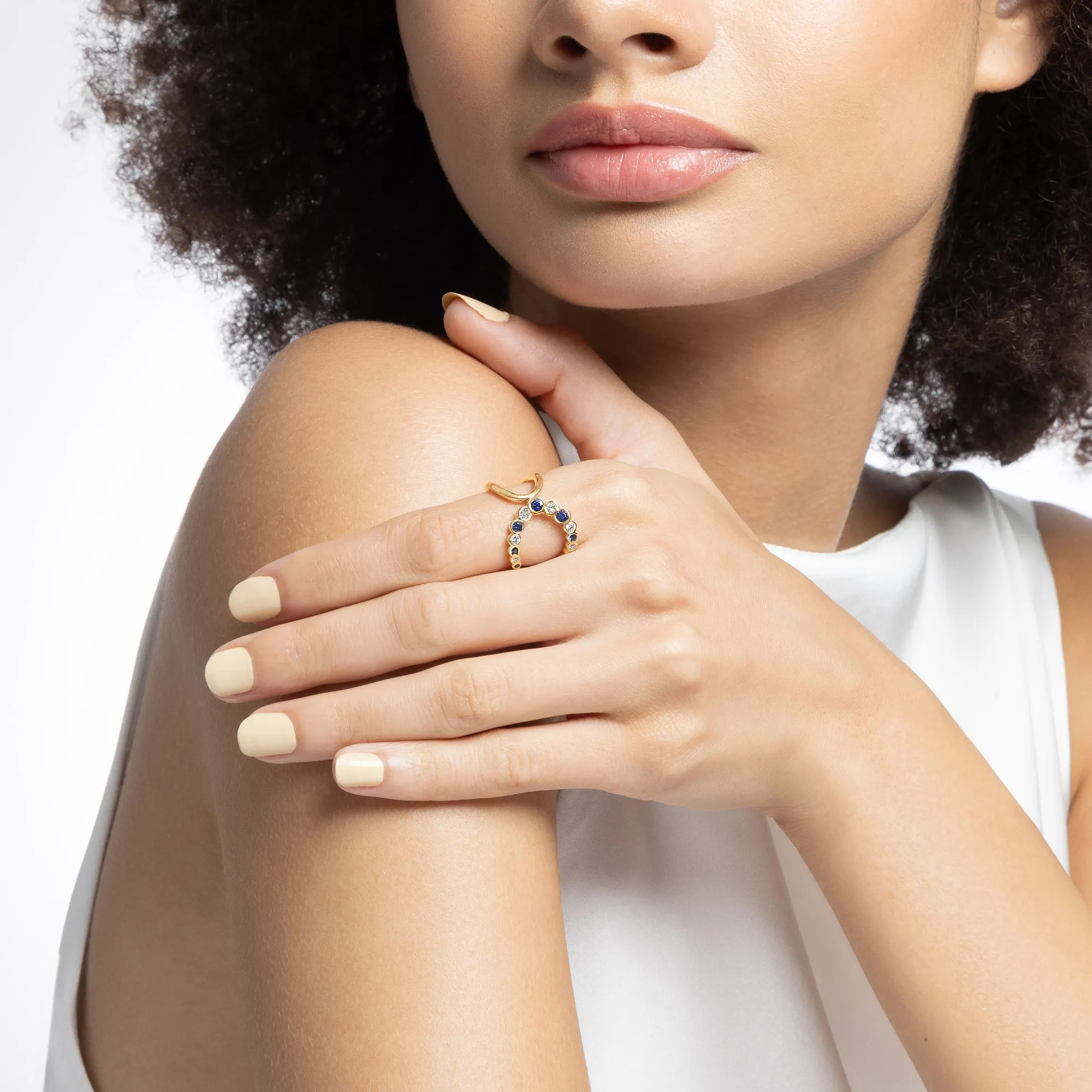 Bubbly Elegance Sapphire and Diamond Ring
