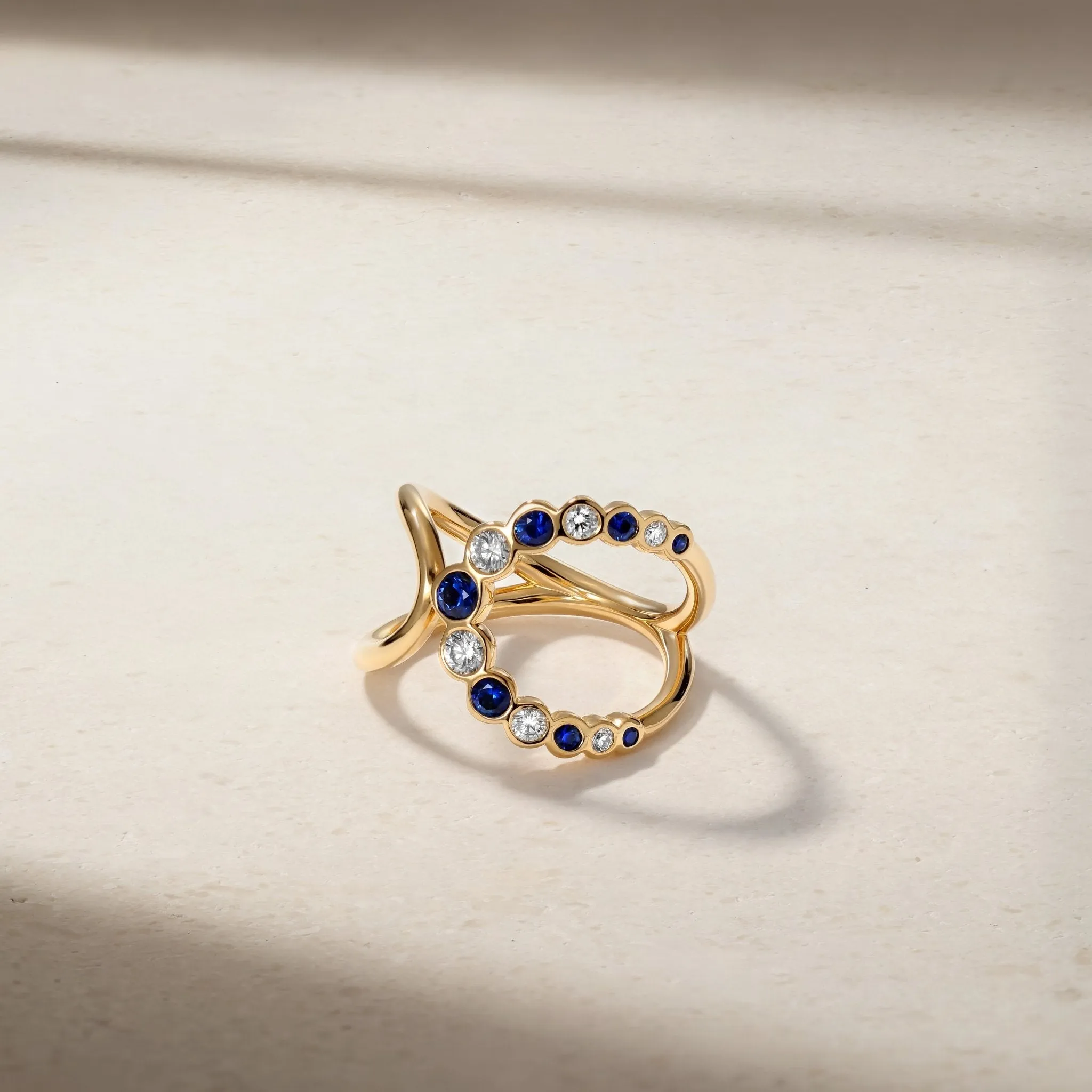 Bubbly Elegance Sapphire and Diamond Ring