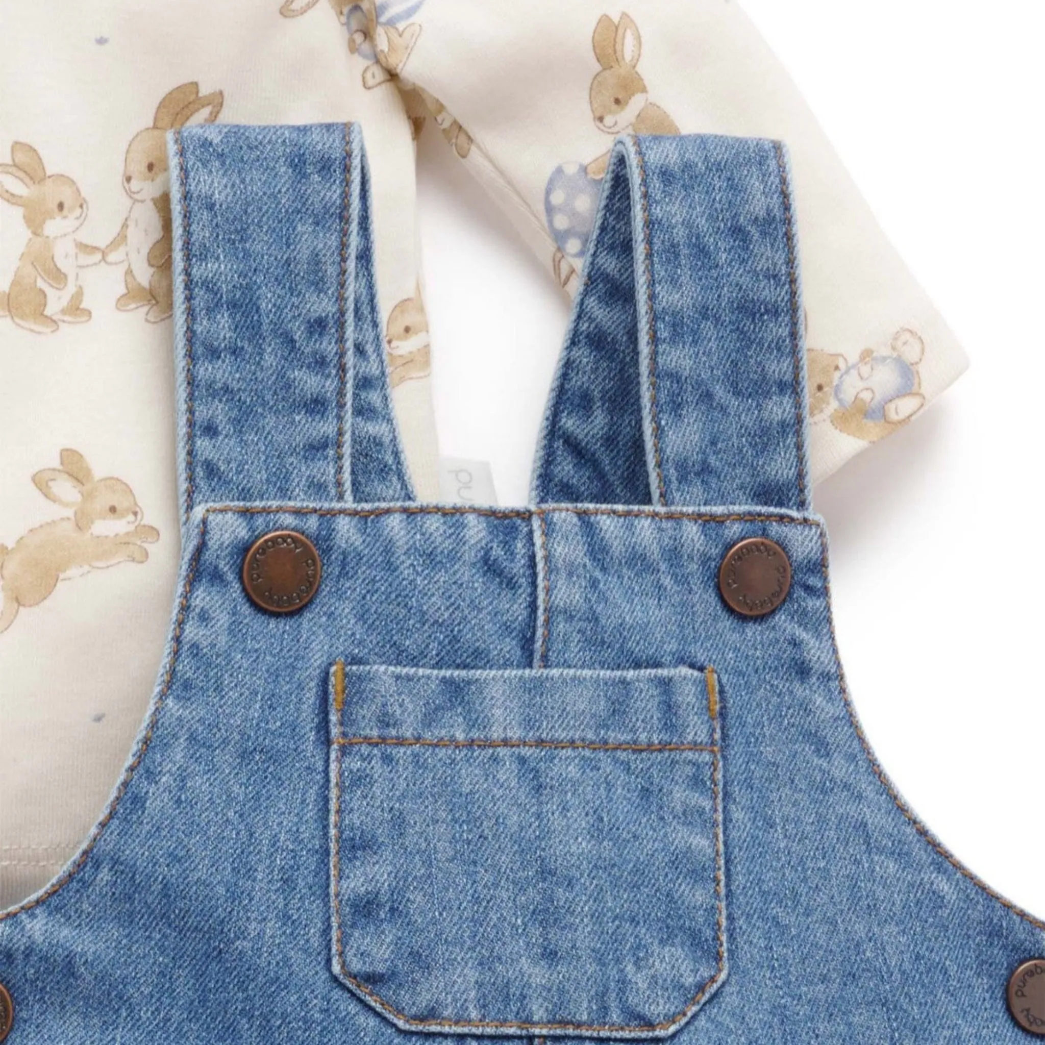 Bunny Denim Overall Set-Purebaby