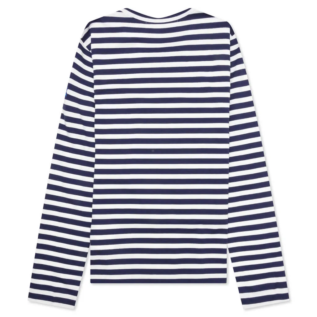 Comme des Garcons PLAY x the Artist Invader Women's Striped L/S Tee - Blue/White