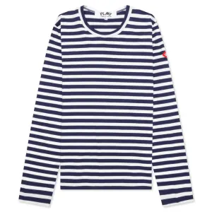 Comme des Garcons PLAY x the Artist Invader Women's Striped L/S Tee - Blue/White