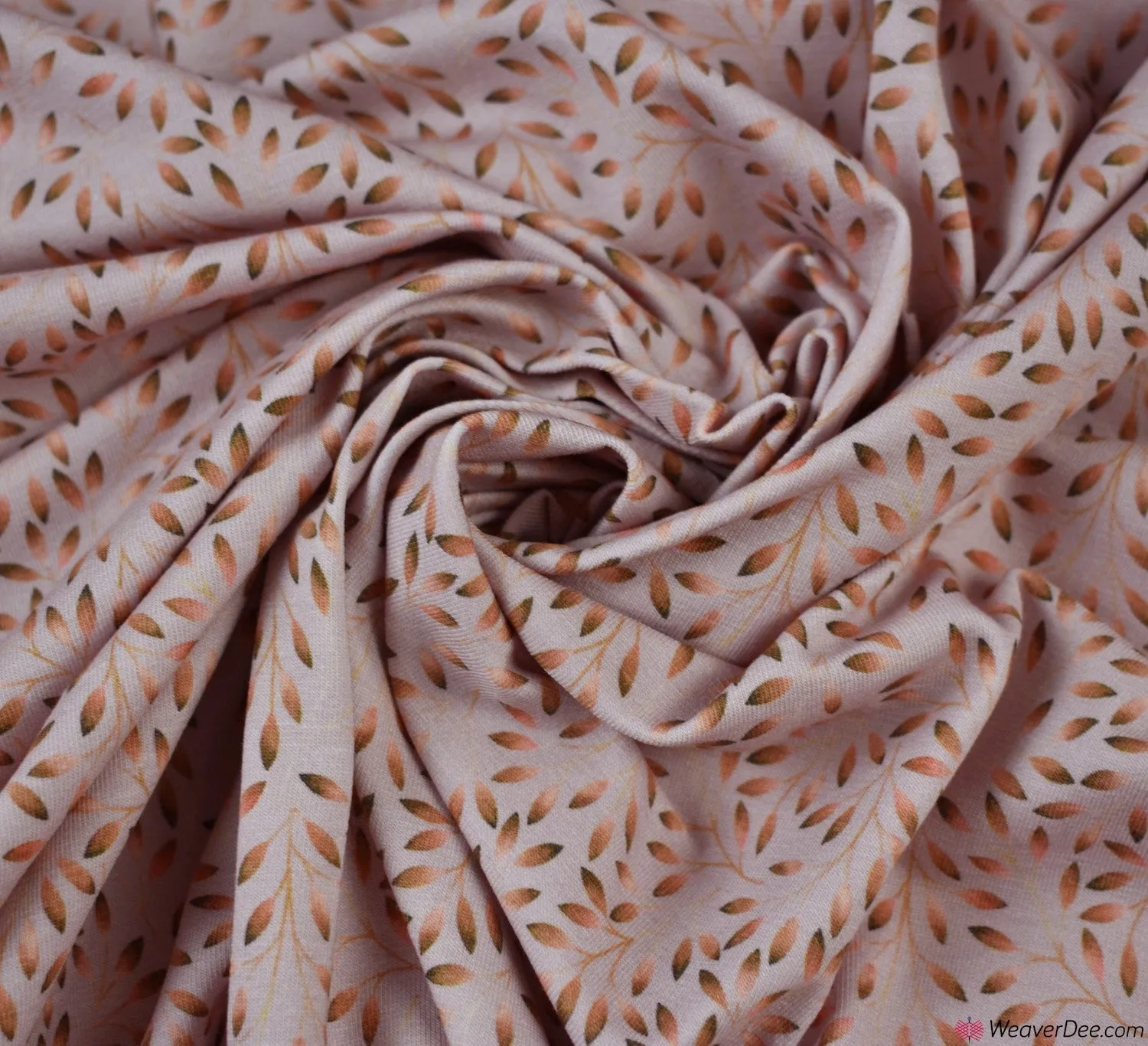 Cotton Jersey Fabric - Watercolour Leaves