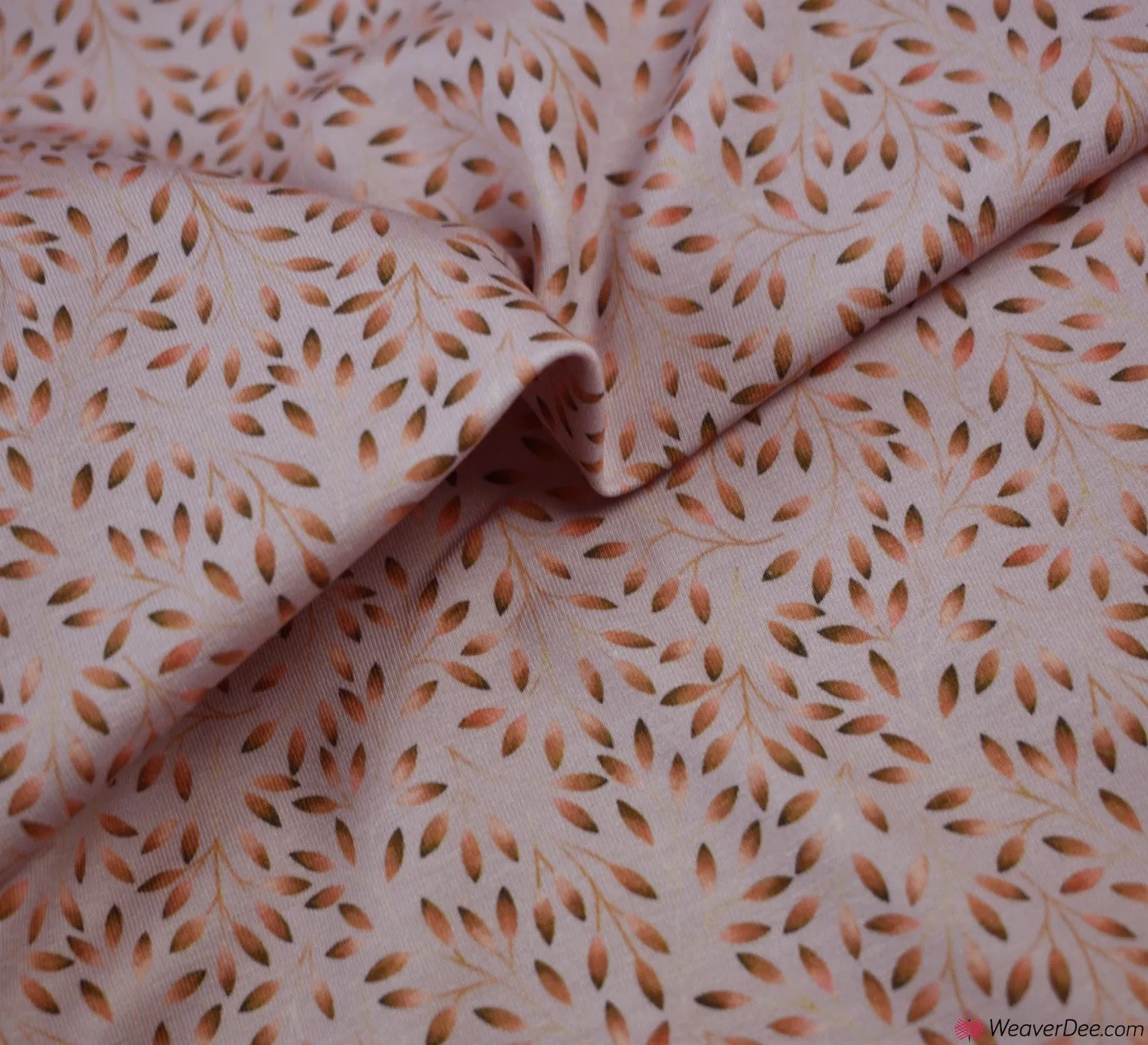 Cotton Jersey Fabric - Watercolour Leaves