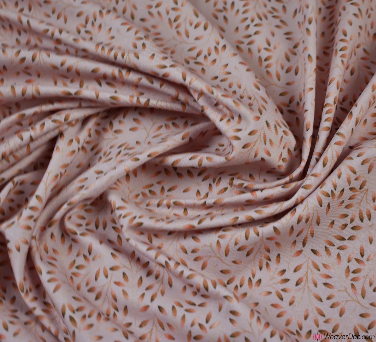 Cotton Jersey Fabric - Watercolour Leaves