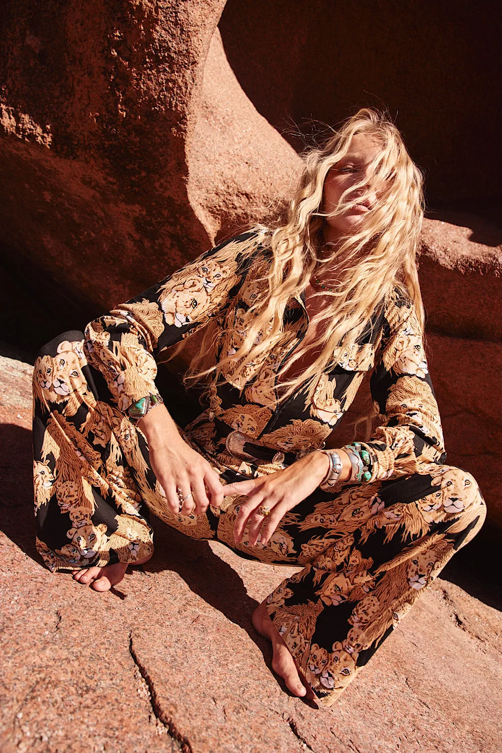 Dance With Me Tonight Stretch Jersey Jumpsuit - Africa