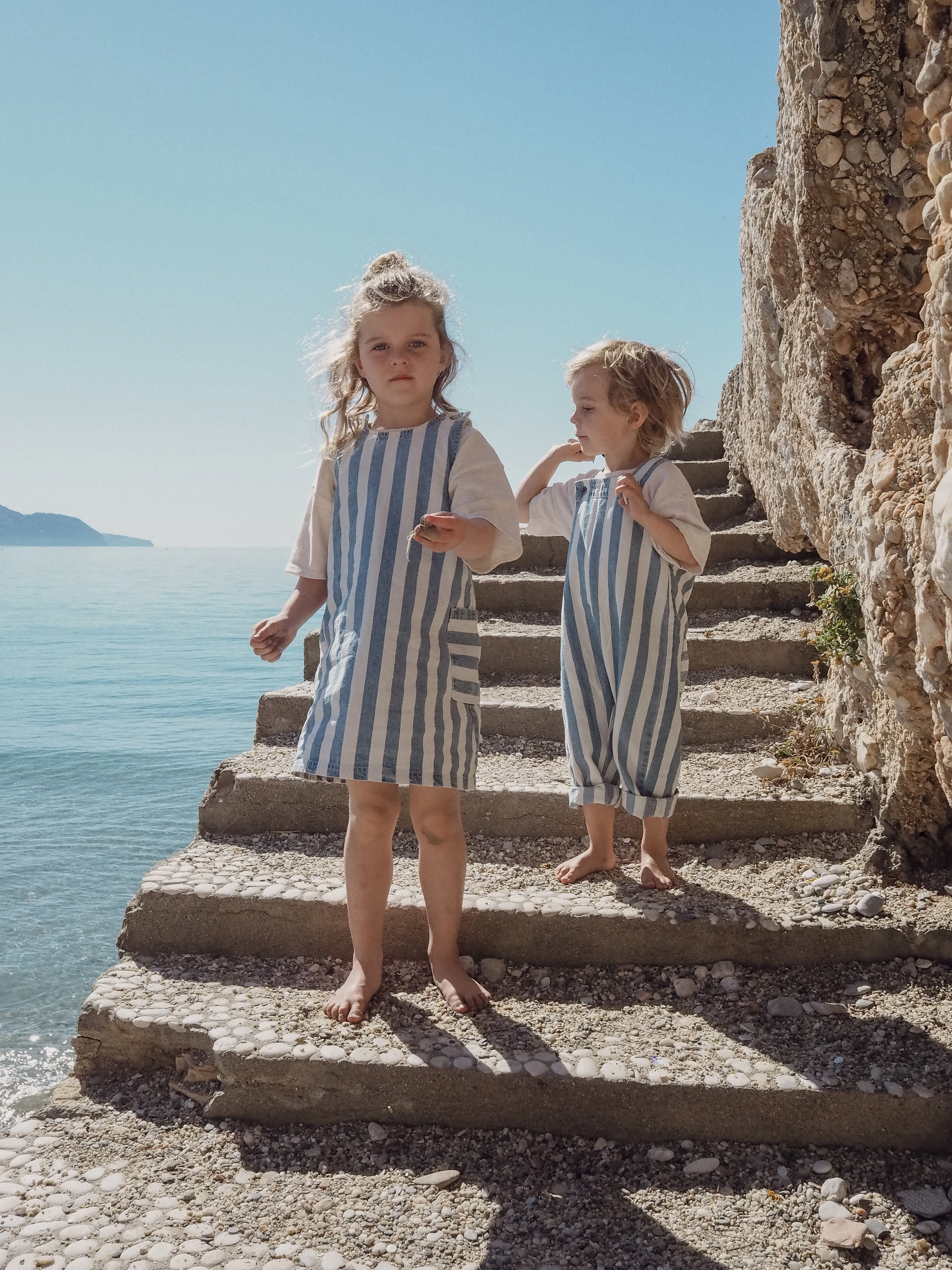 DENIM STRIPE OVERALLS