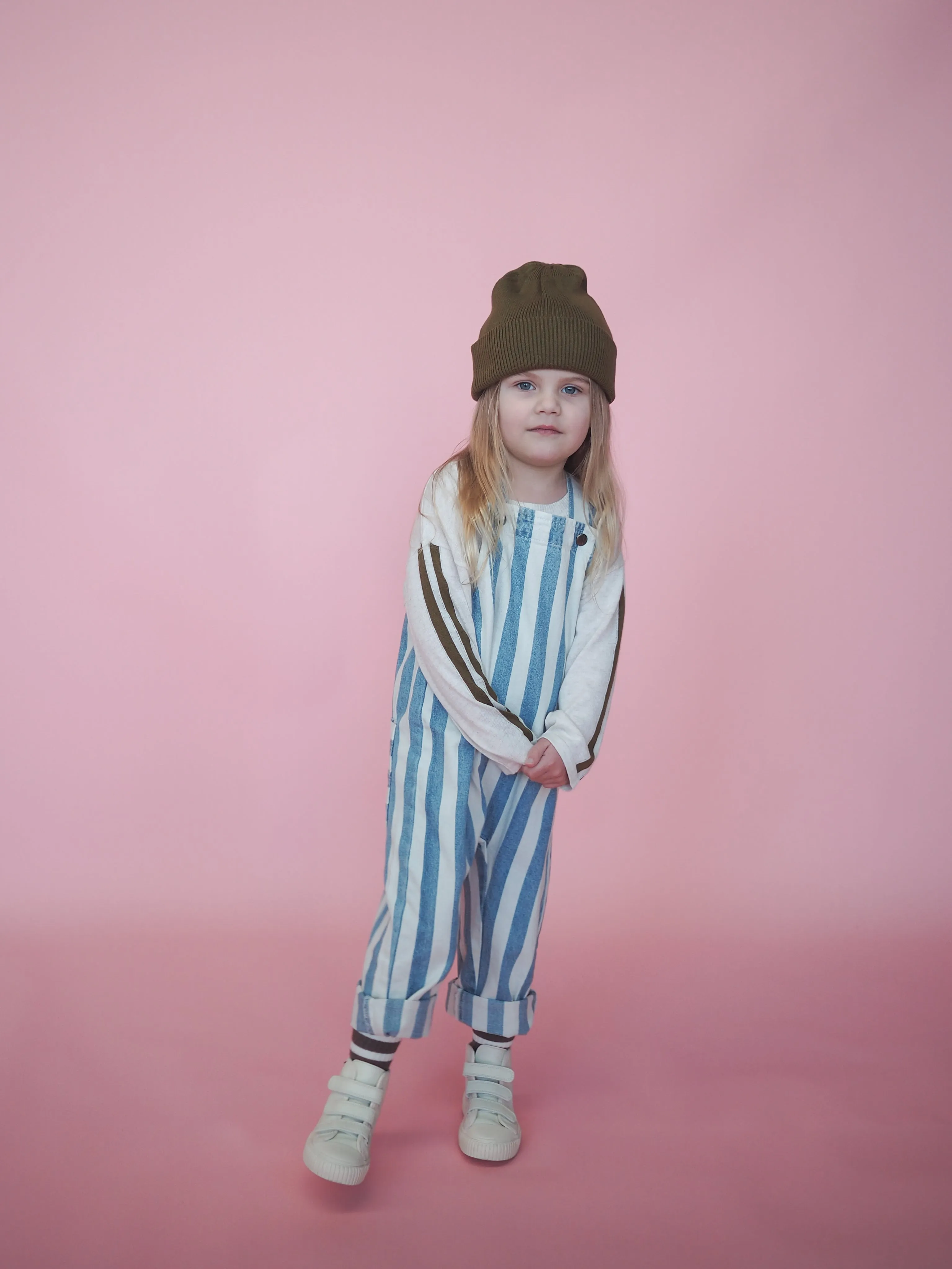 DENIM STRIPE OVERALLS