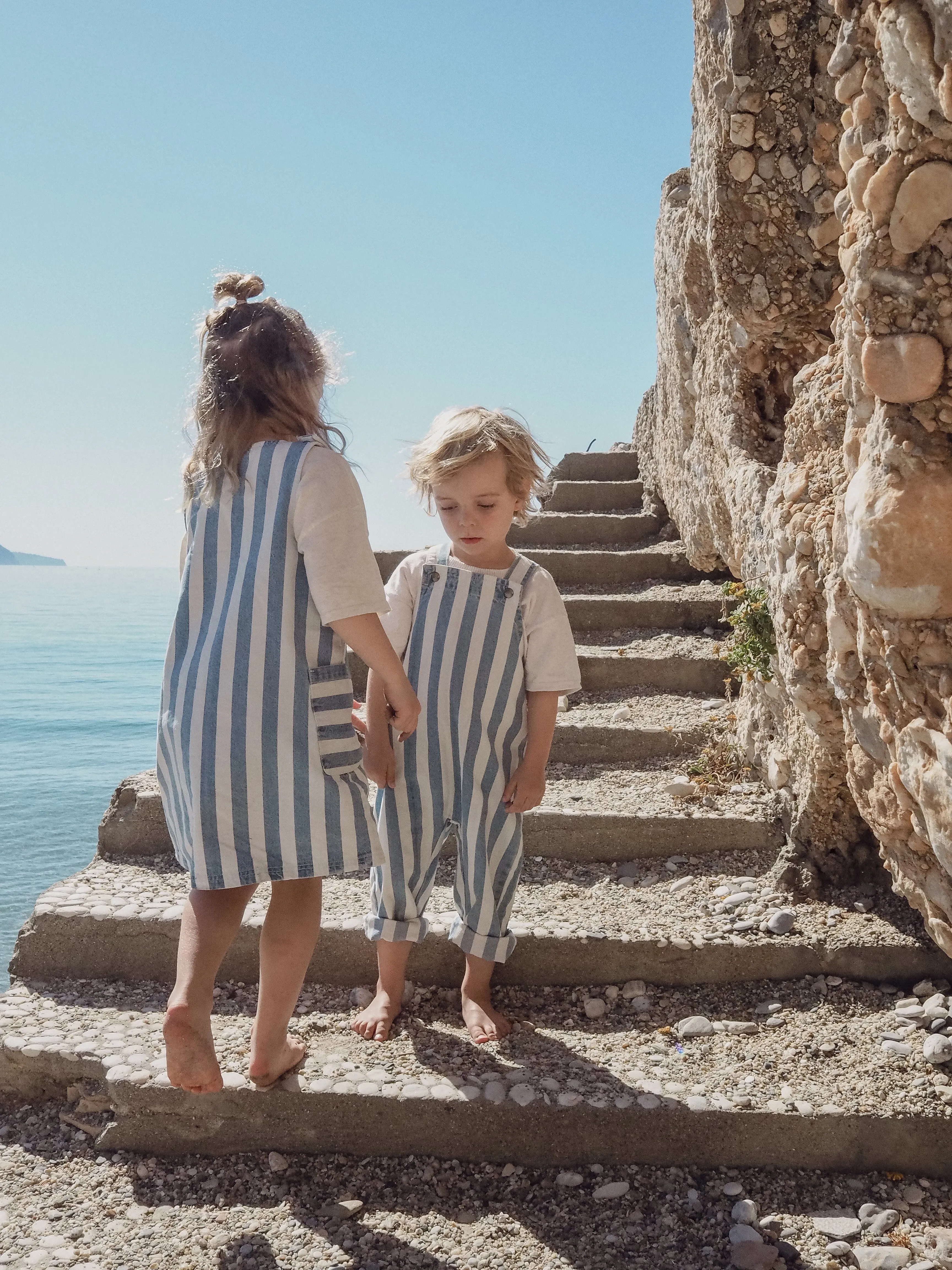 DENIM STRIPE OVERALLS