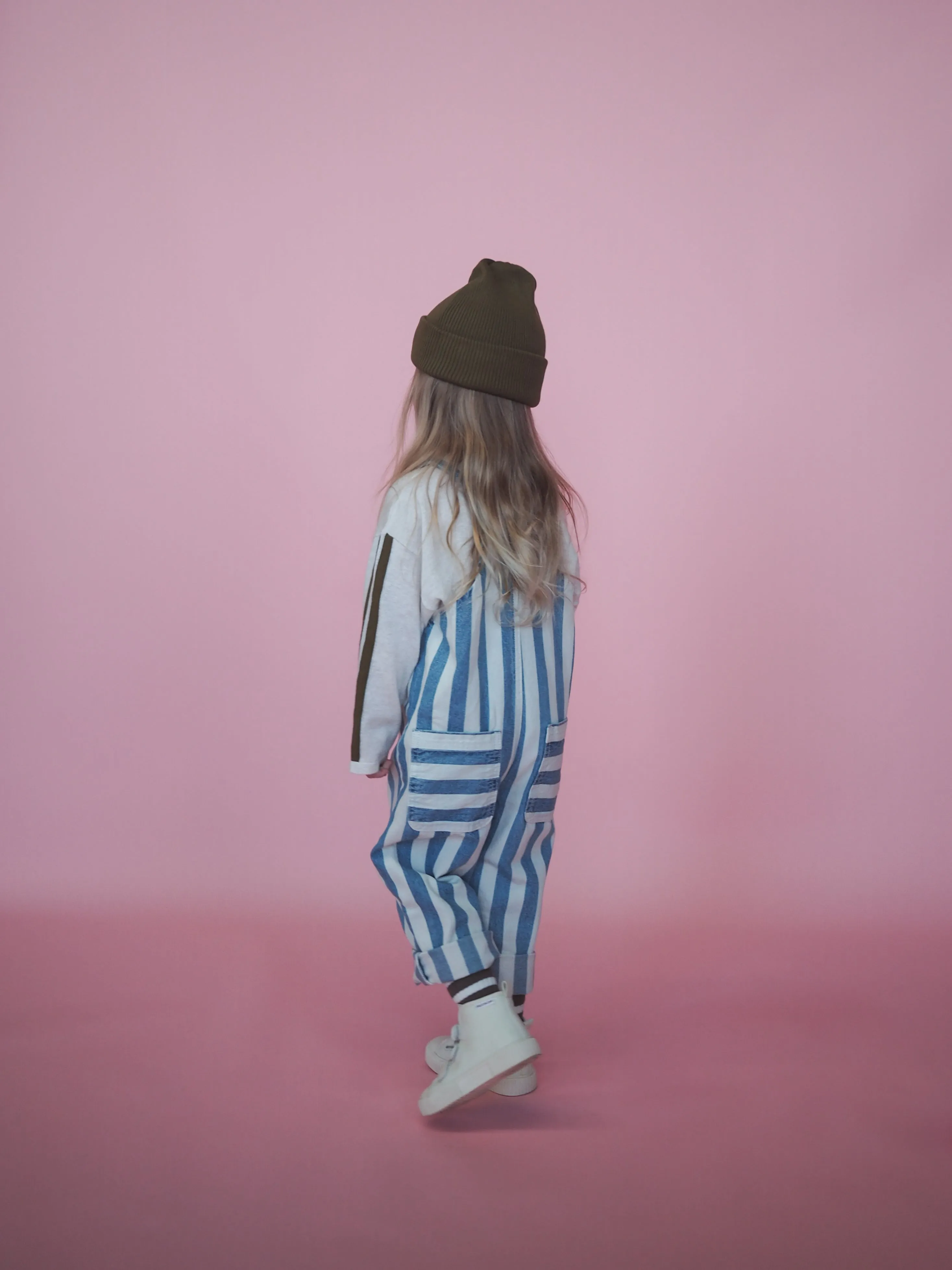 DENIM STRIPE OVERALLS