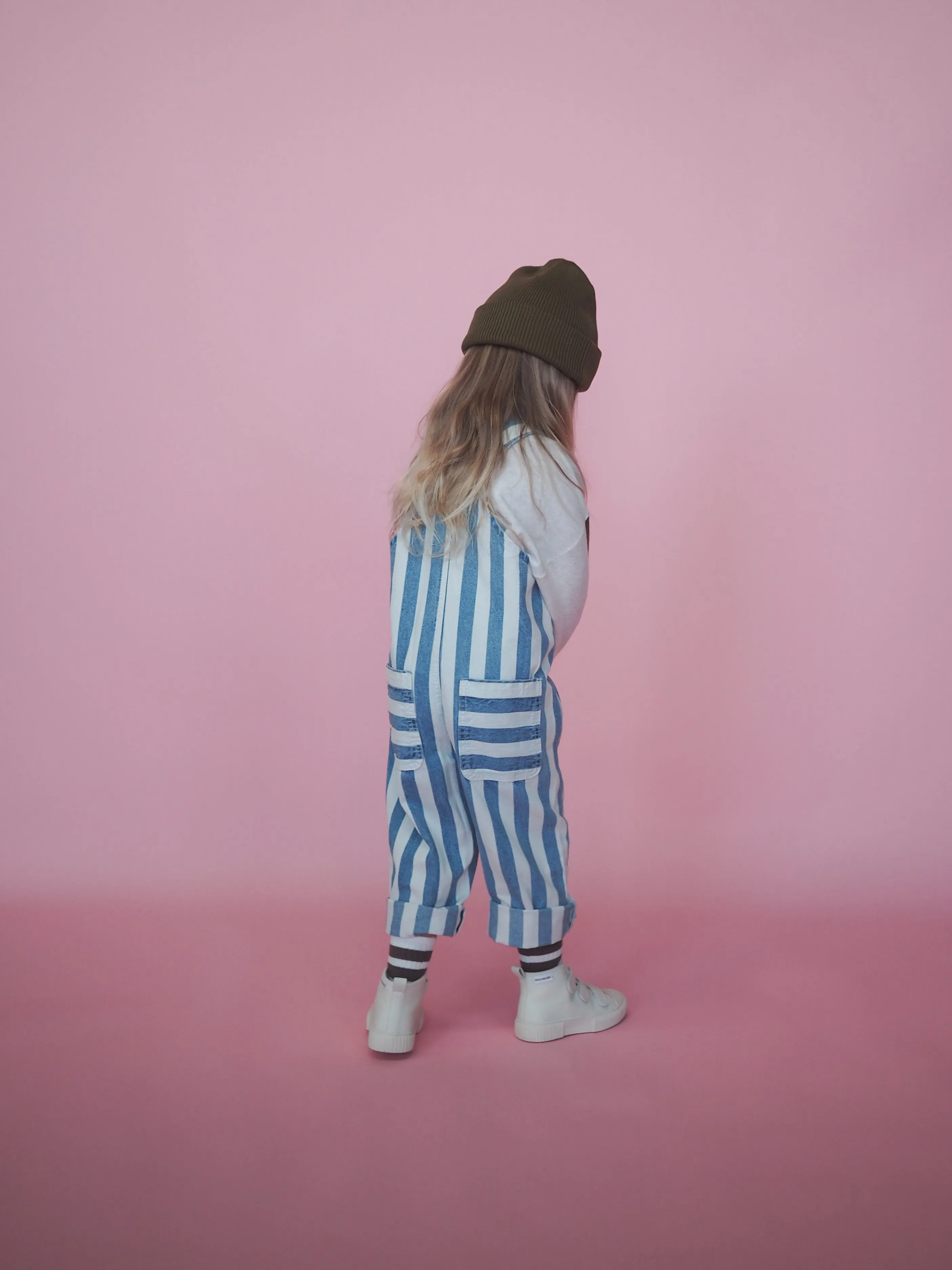 DENIM STRIPE OVERALLS