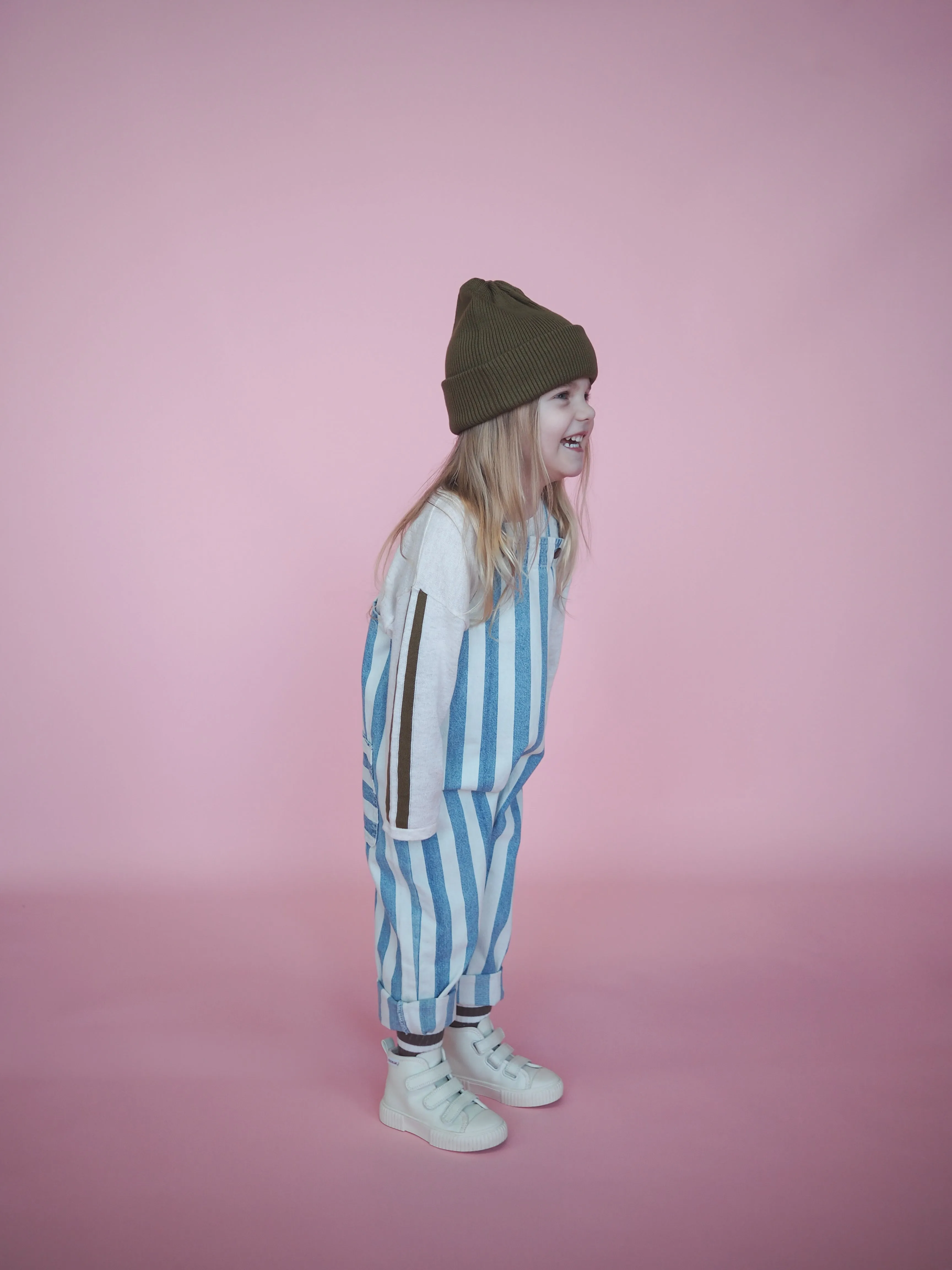 DENIM STRIPE OVERALLS