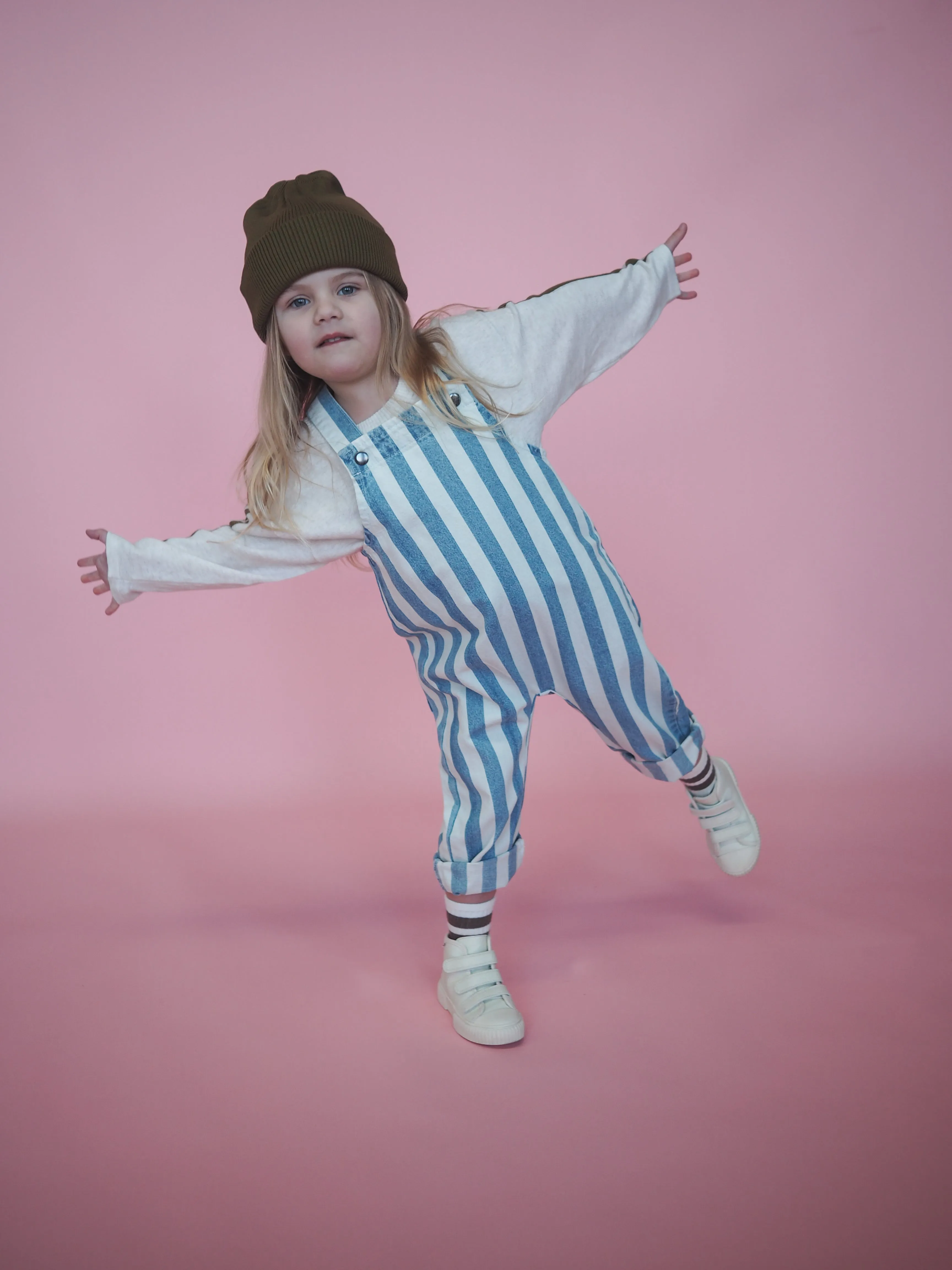 DENIM STRIPE OVERALLS