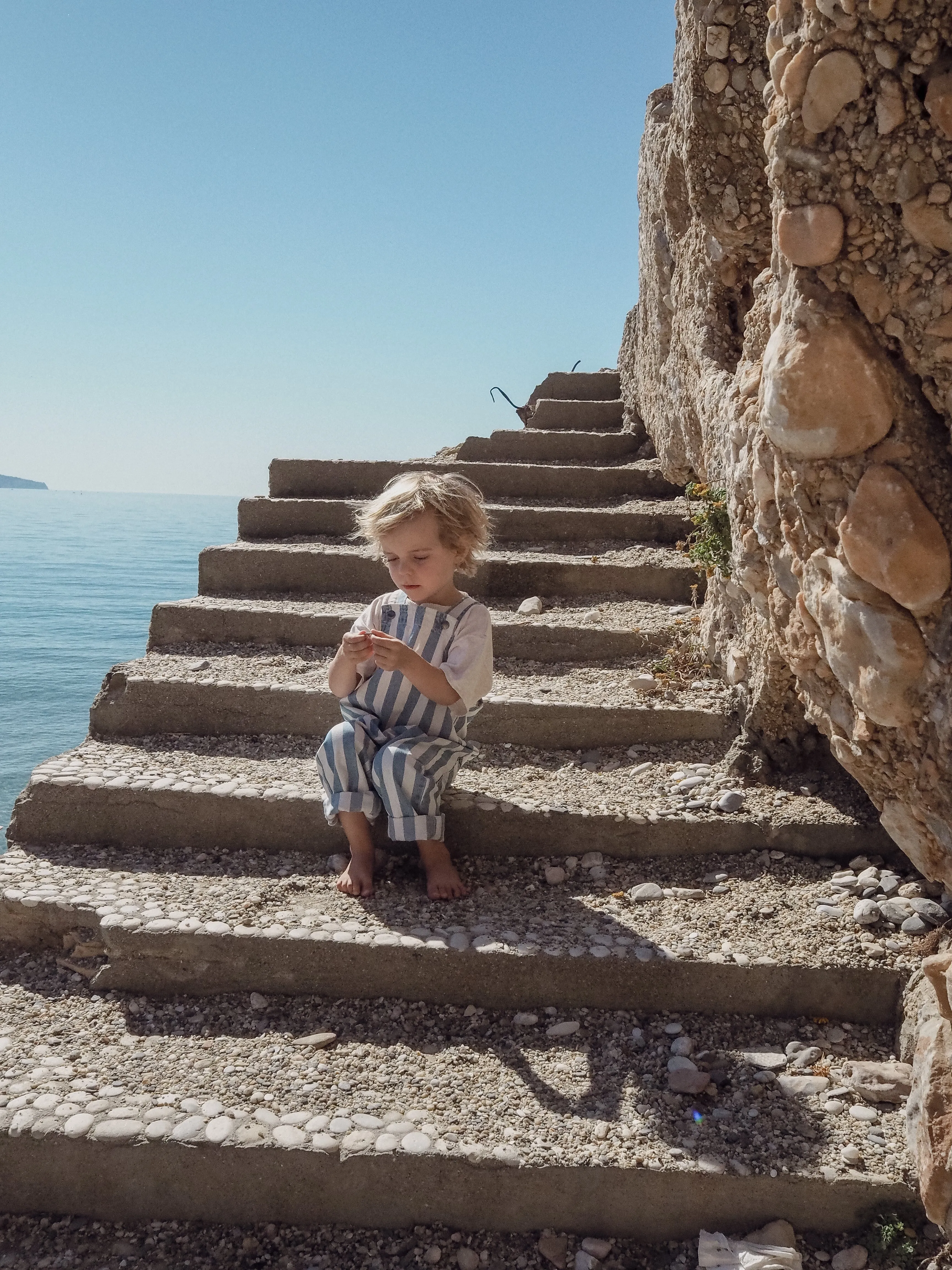 DENIM STRIPE OVERALLS