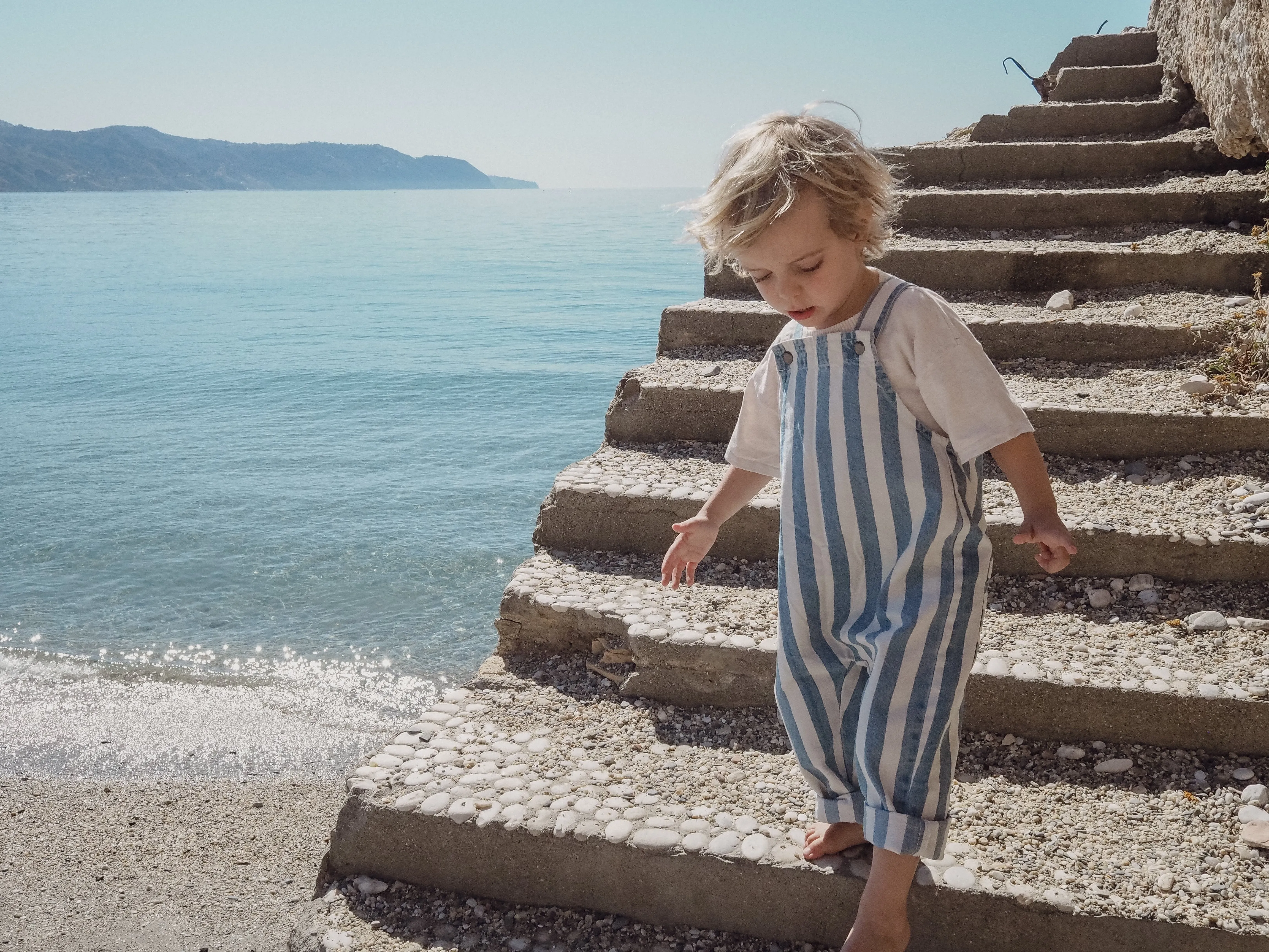 DENIM STRIPE OVERALLS