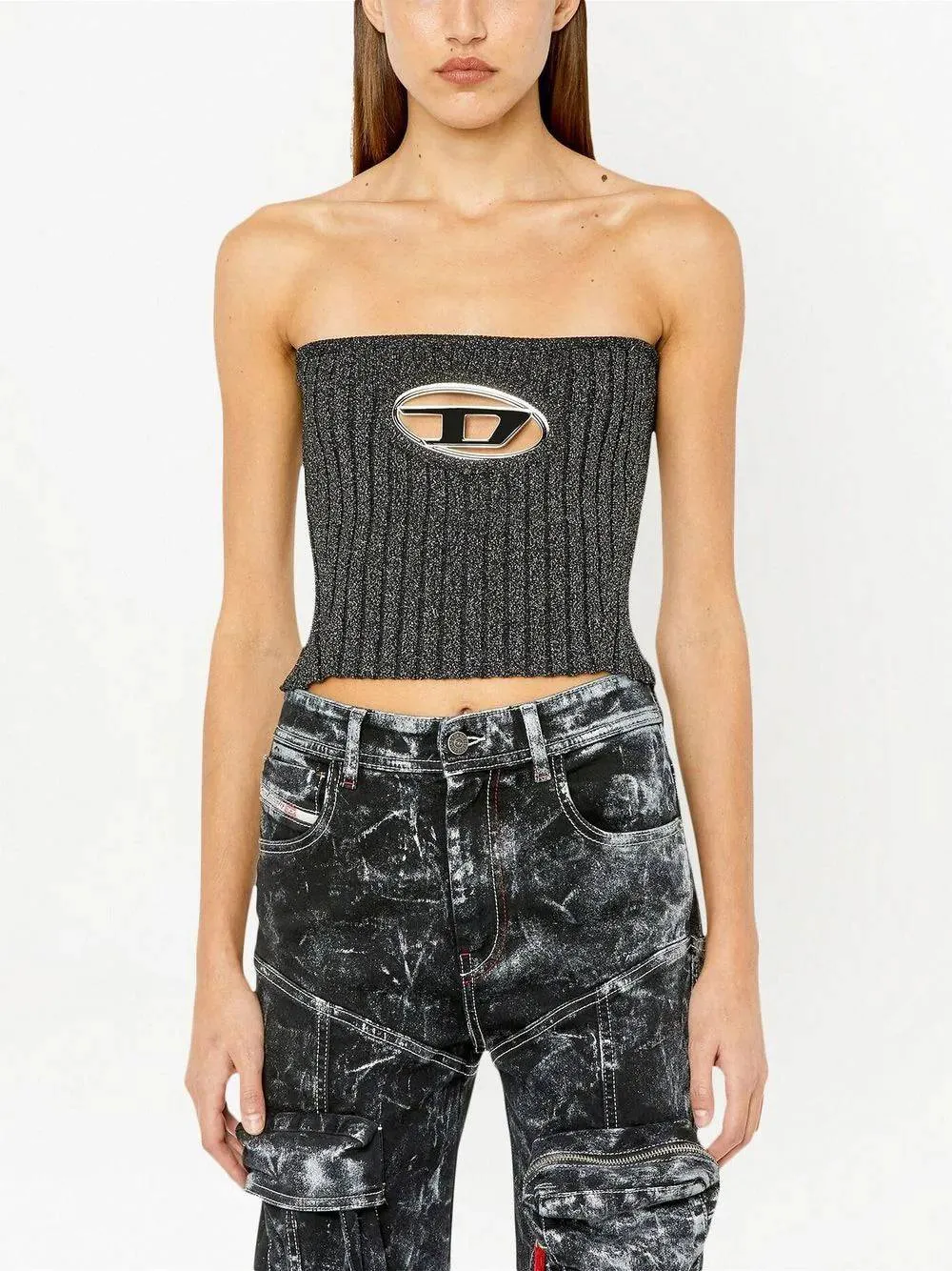 Diesel - Logo-plaque Ribbed-knit Top