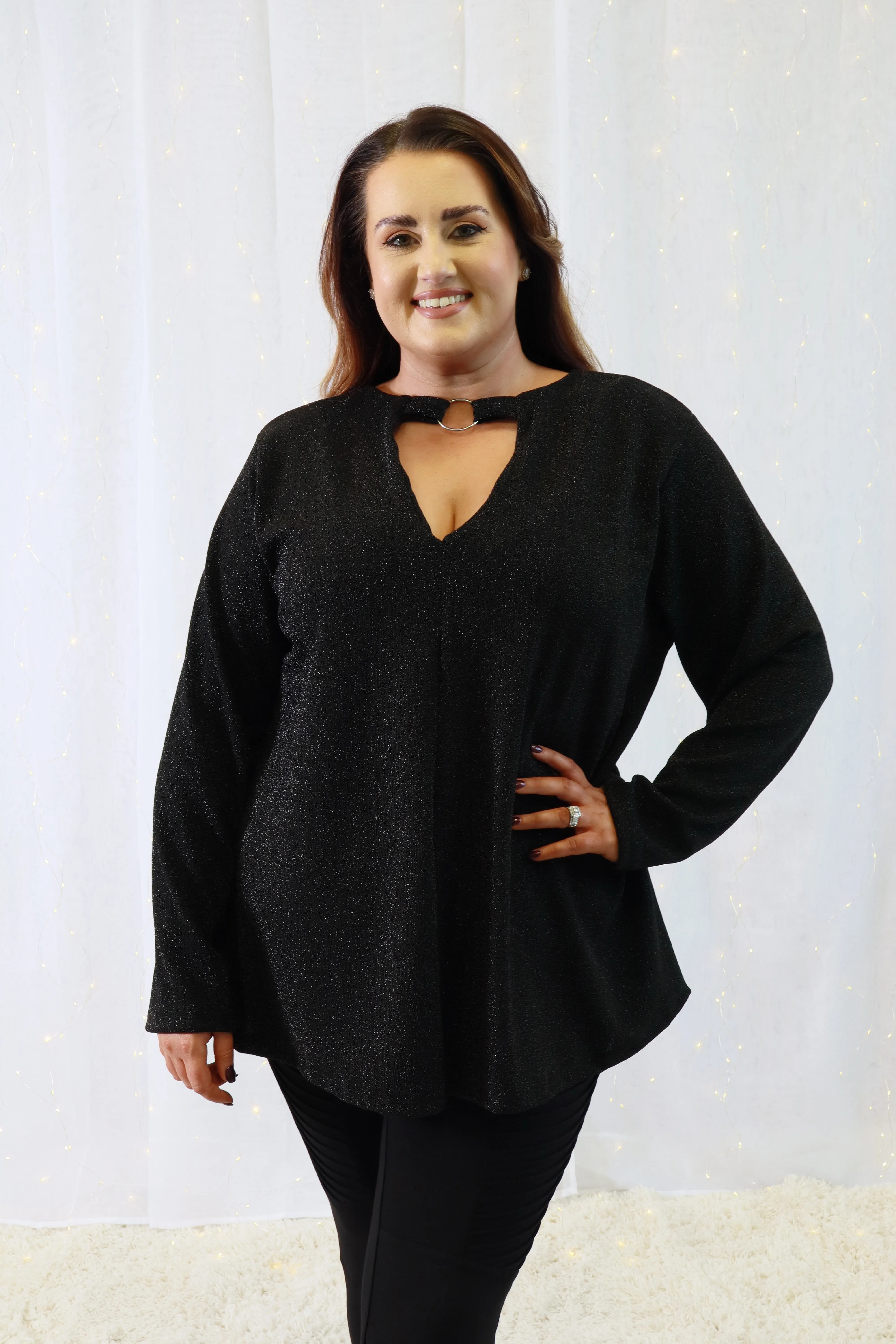 Eve Sparkling Blouse in Black
