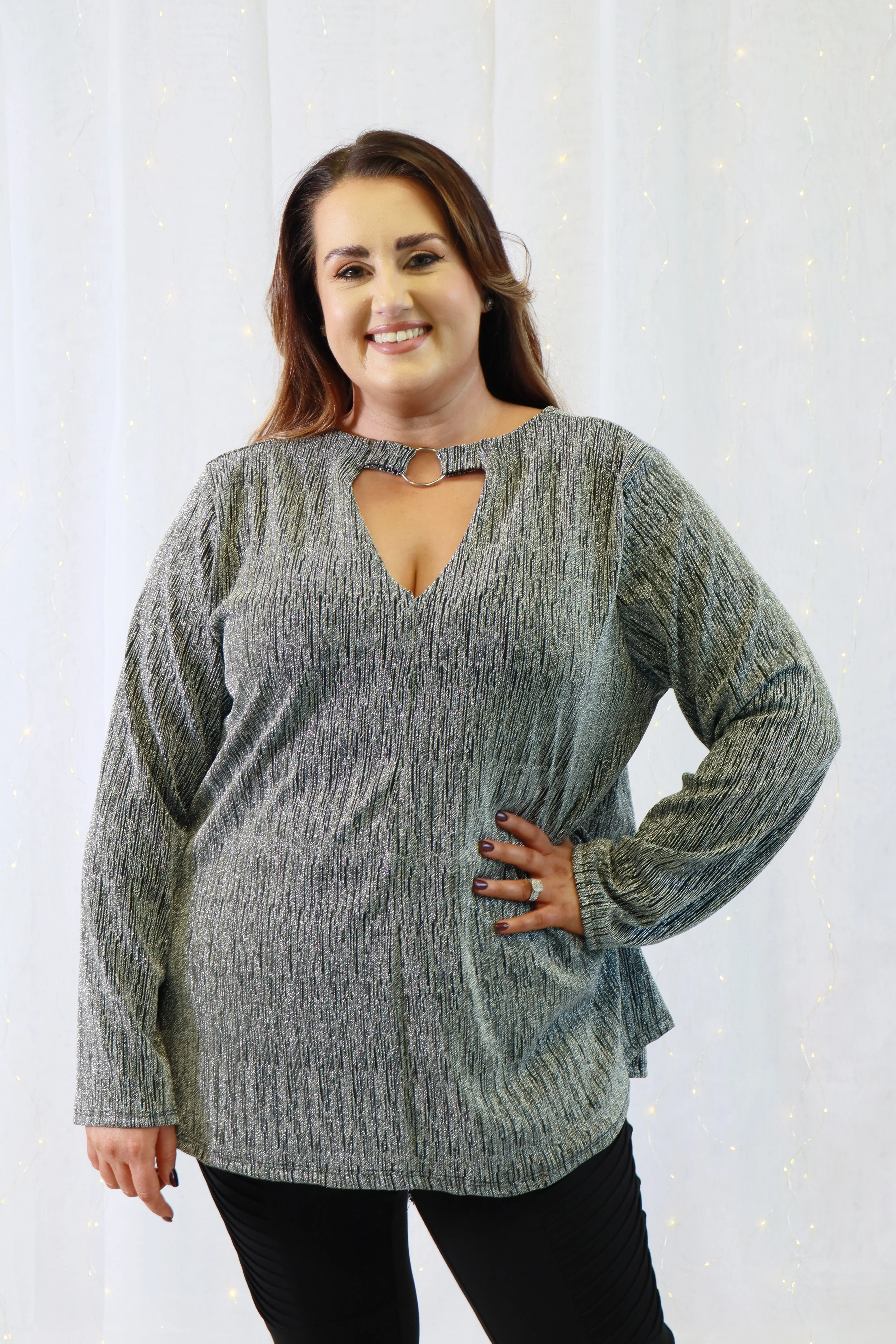 Eve Sparkling Blouse in Silver