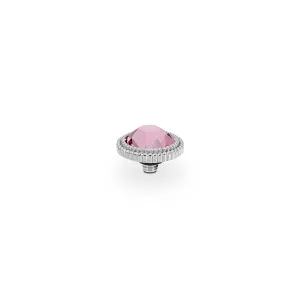 Fabero Flat Silver and  Light Rose Crystal Ring Gem Top, 10mm