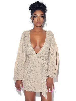 GlamUp Deep V Sequin Mini Dress
